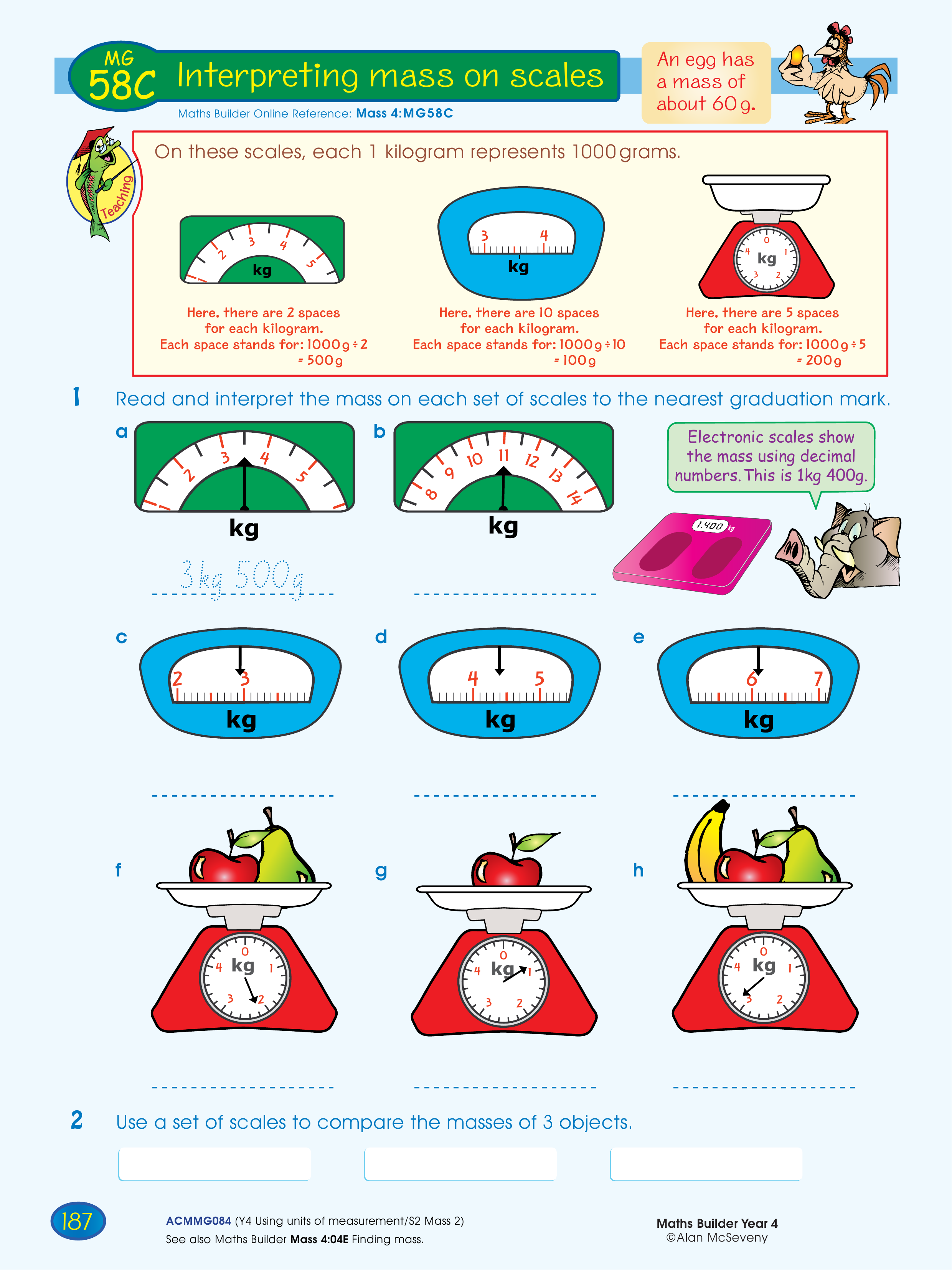 Interpreting mass on scales — worksheet preview