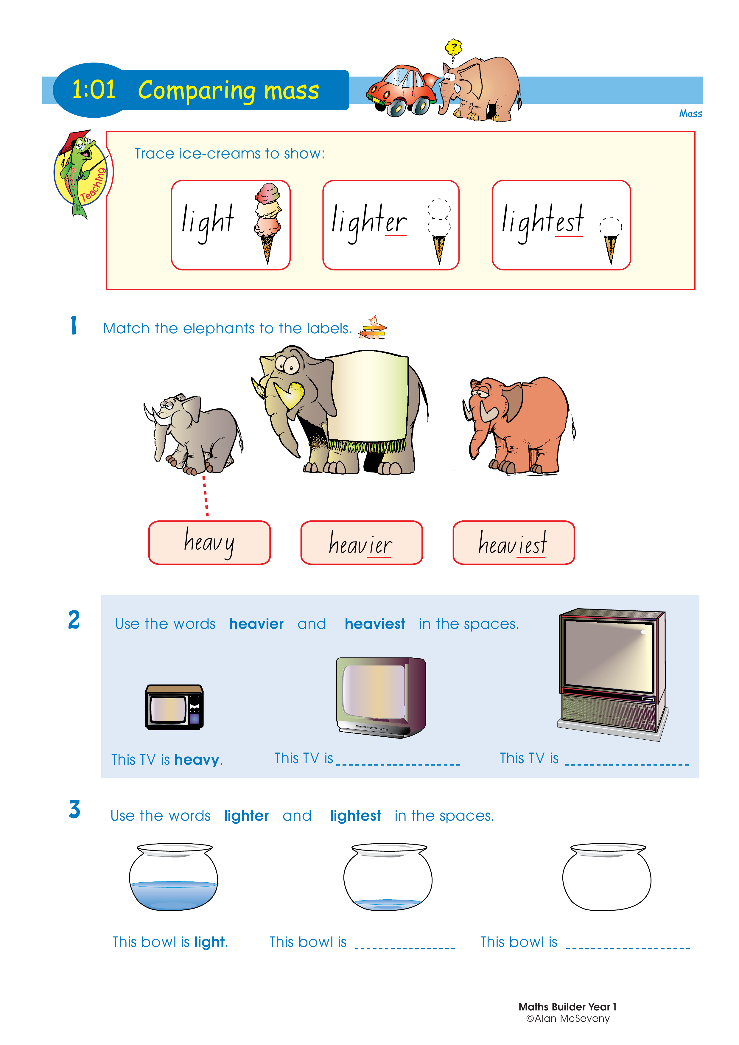Comparing mass — worksheet preview