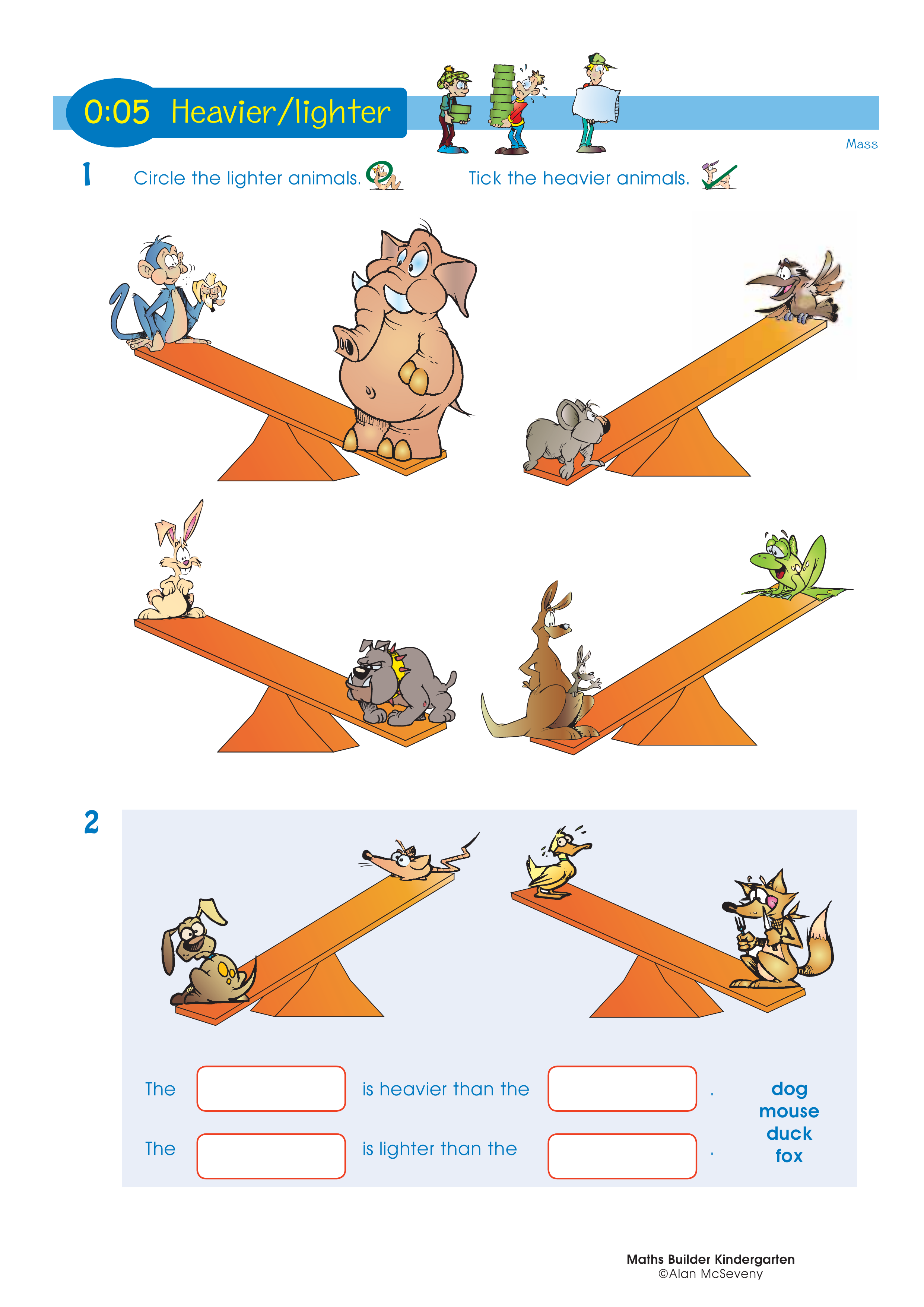 Heavier / lighter — worksheet preview