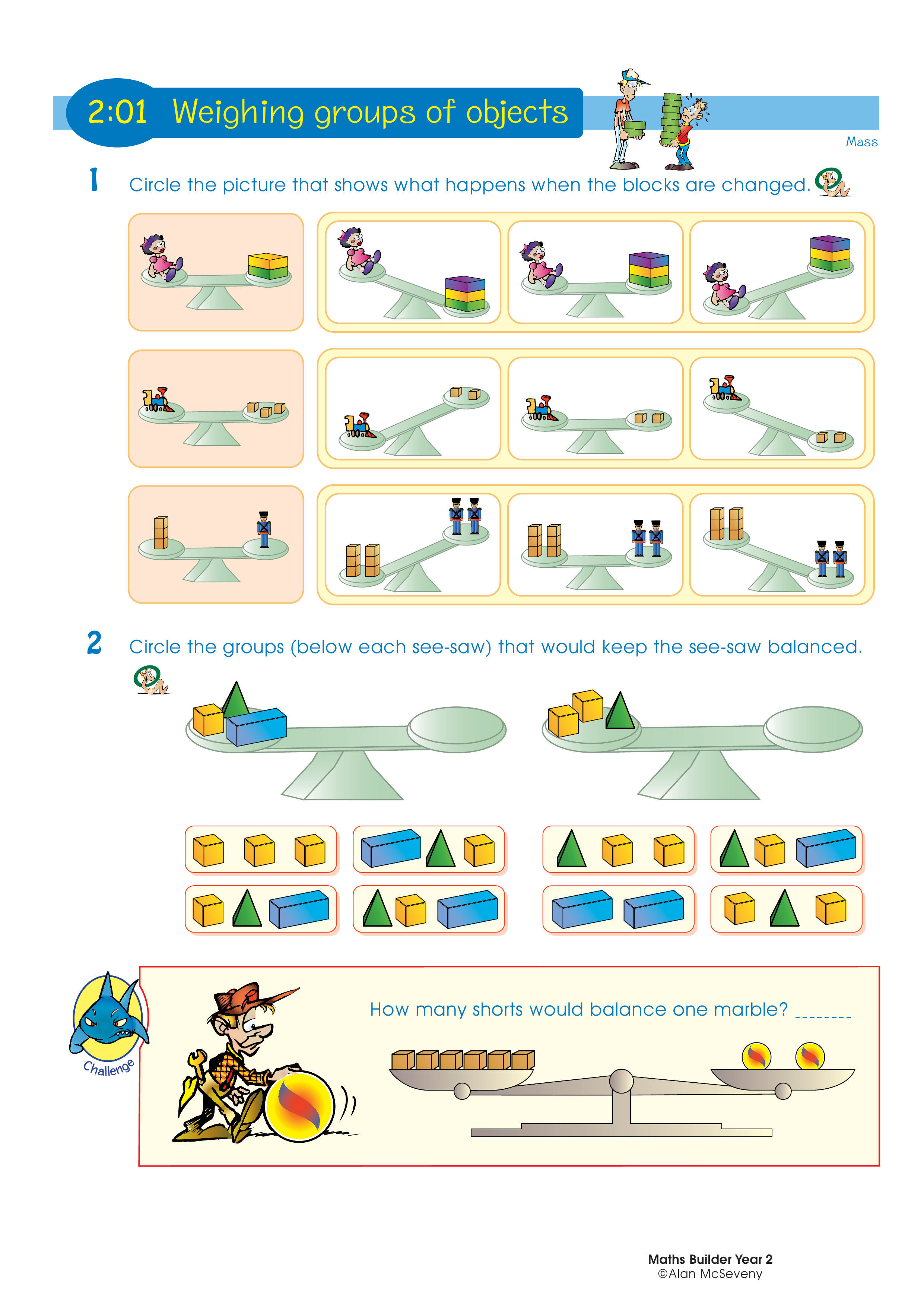 Weighing groups of objects — worksheet preview