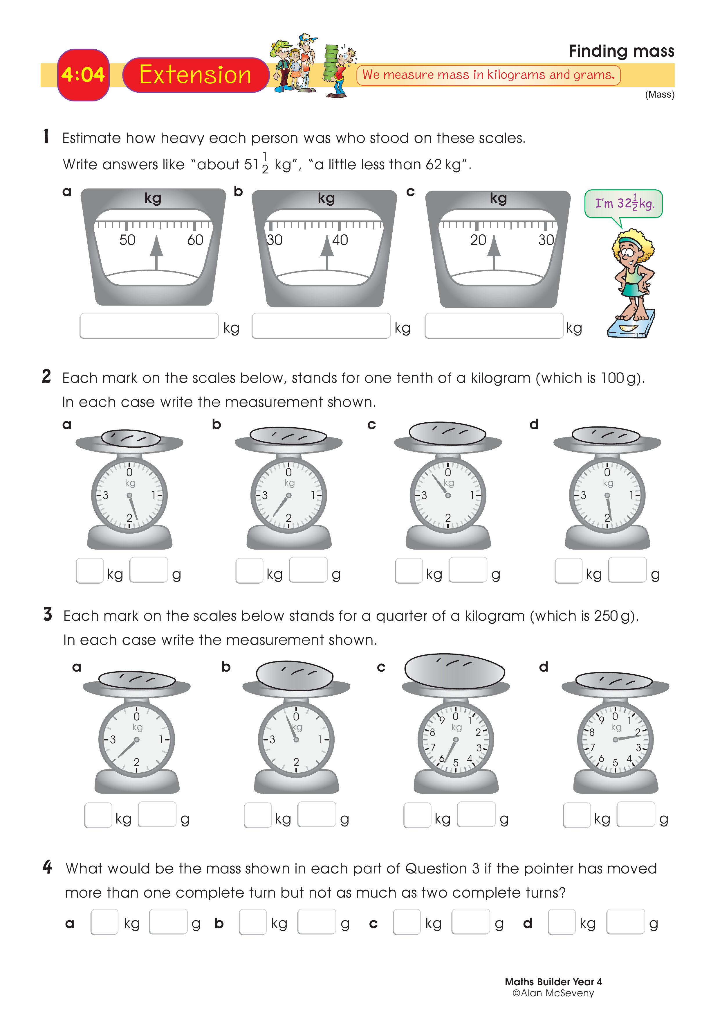 Finding mass — worksheet preview