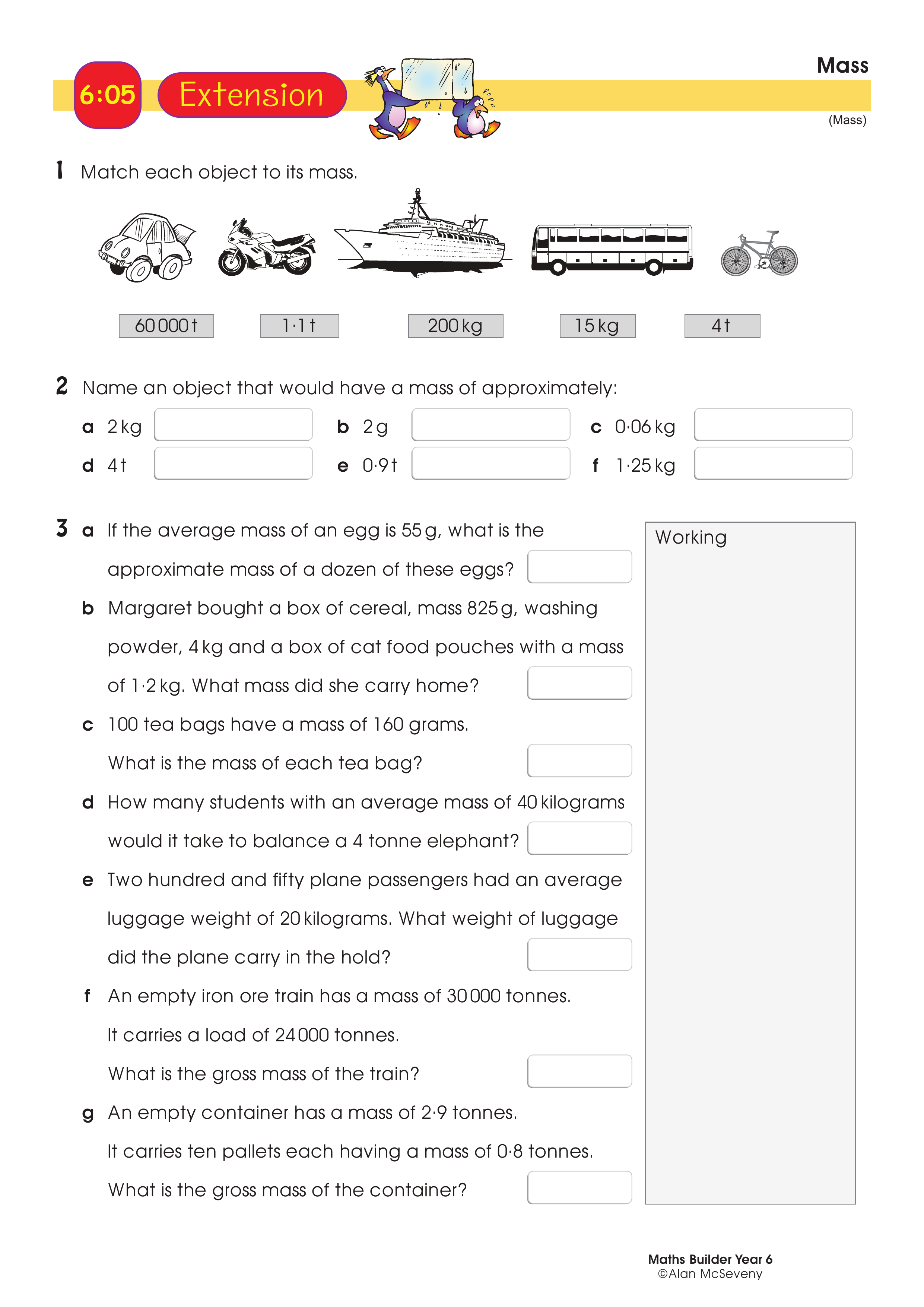 Mass — worksheet preview