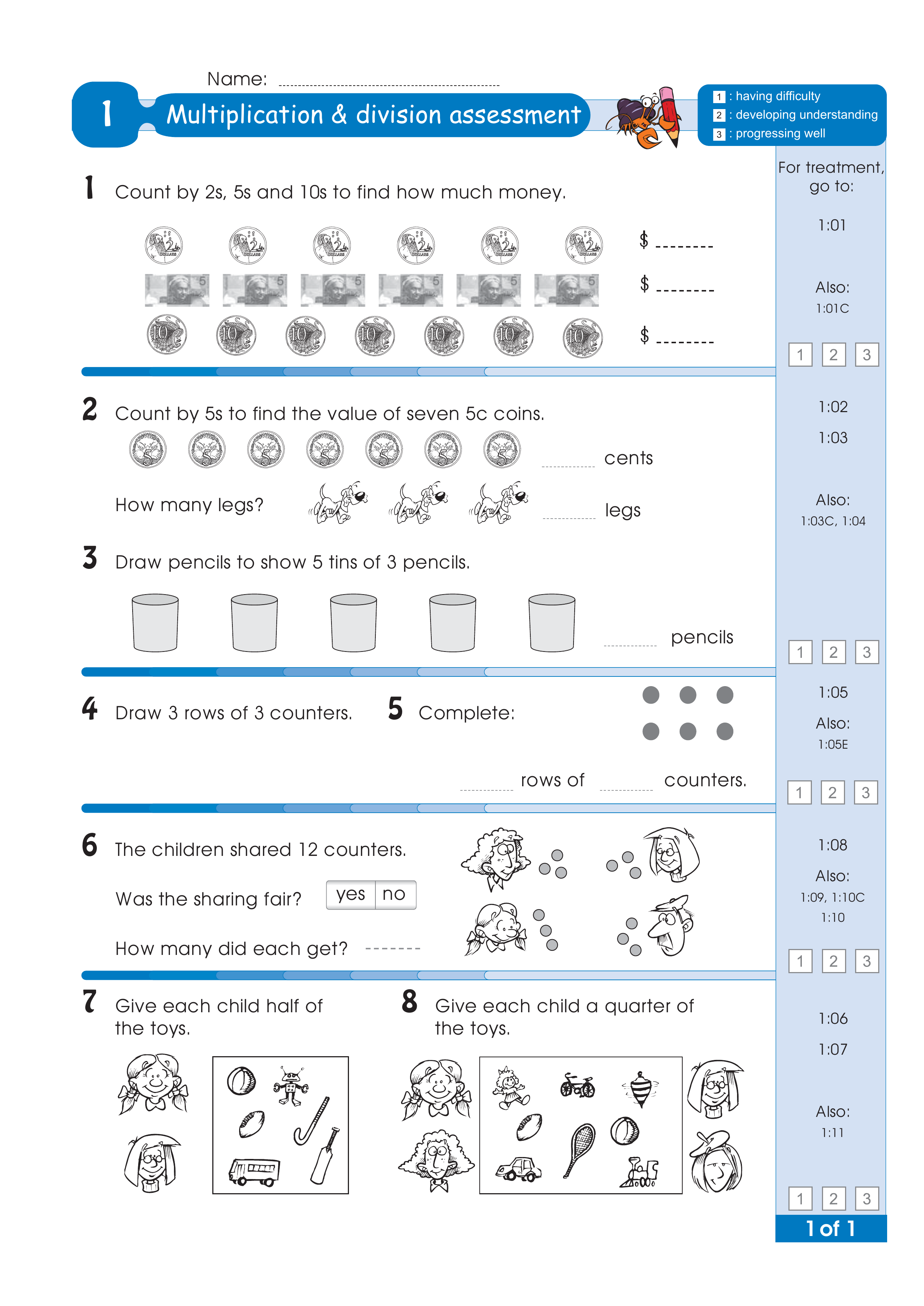 Assessment for the whole of Level 1 — worksheet preview