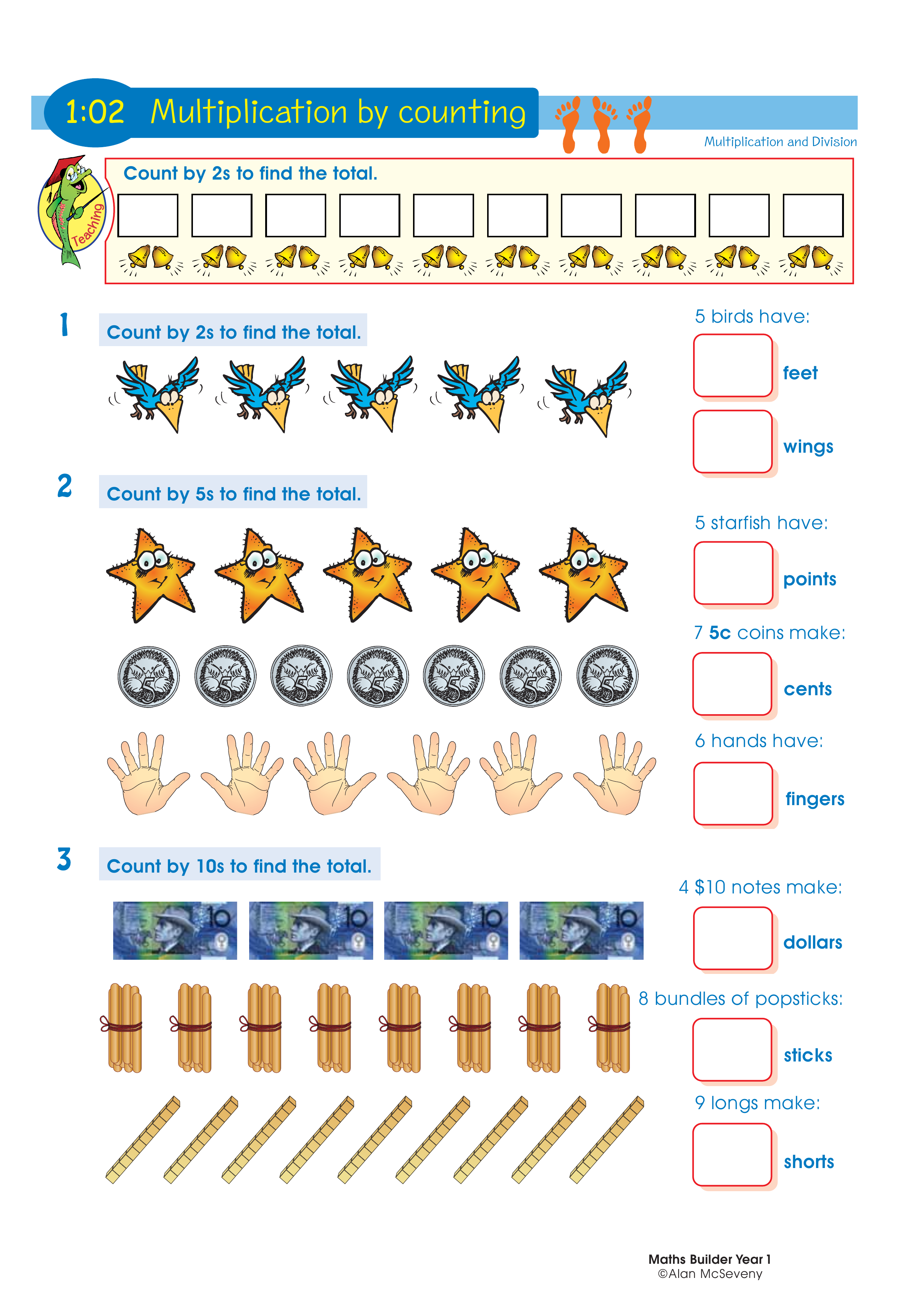 Multiplication by counting — worksheet preview