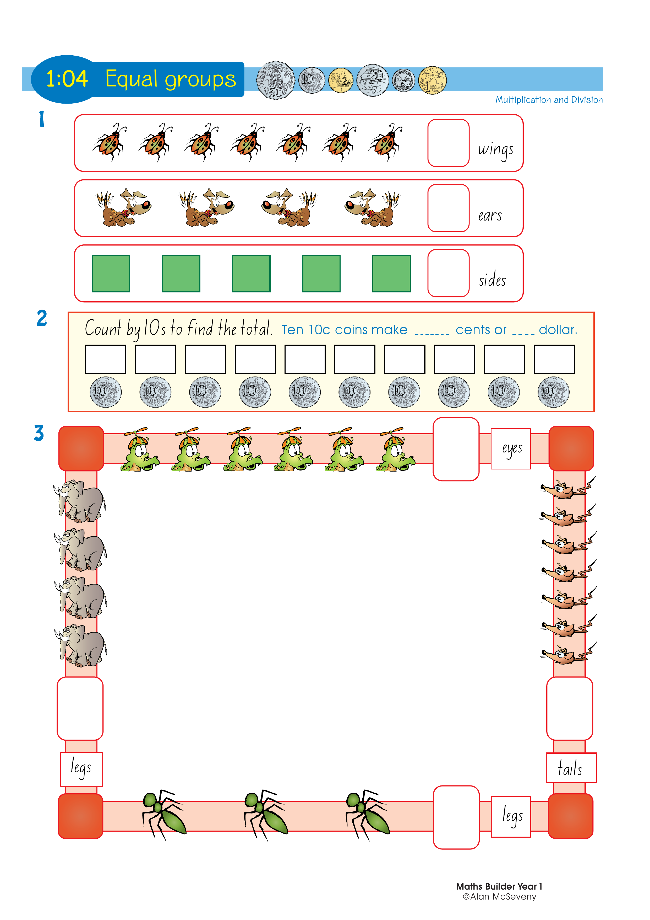 Equal groups — worksheet preview
