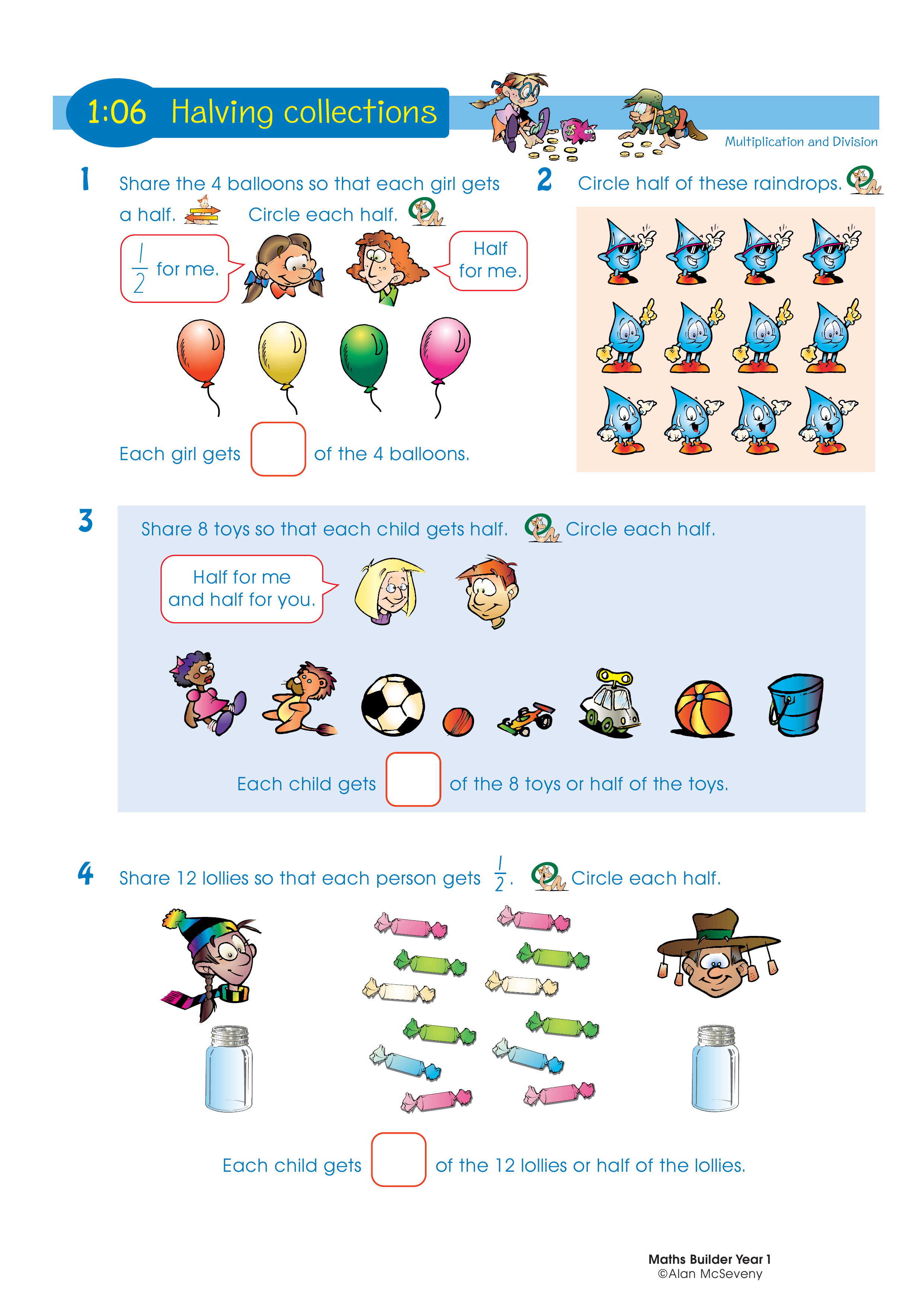Halving collections — worksheet preview