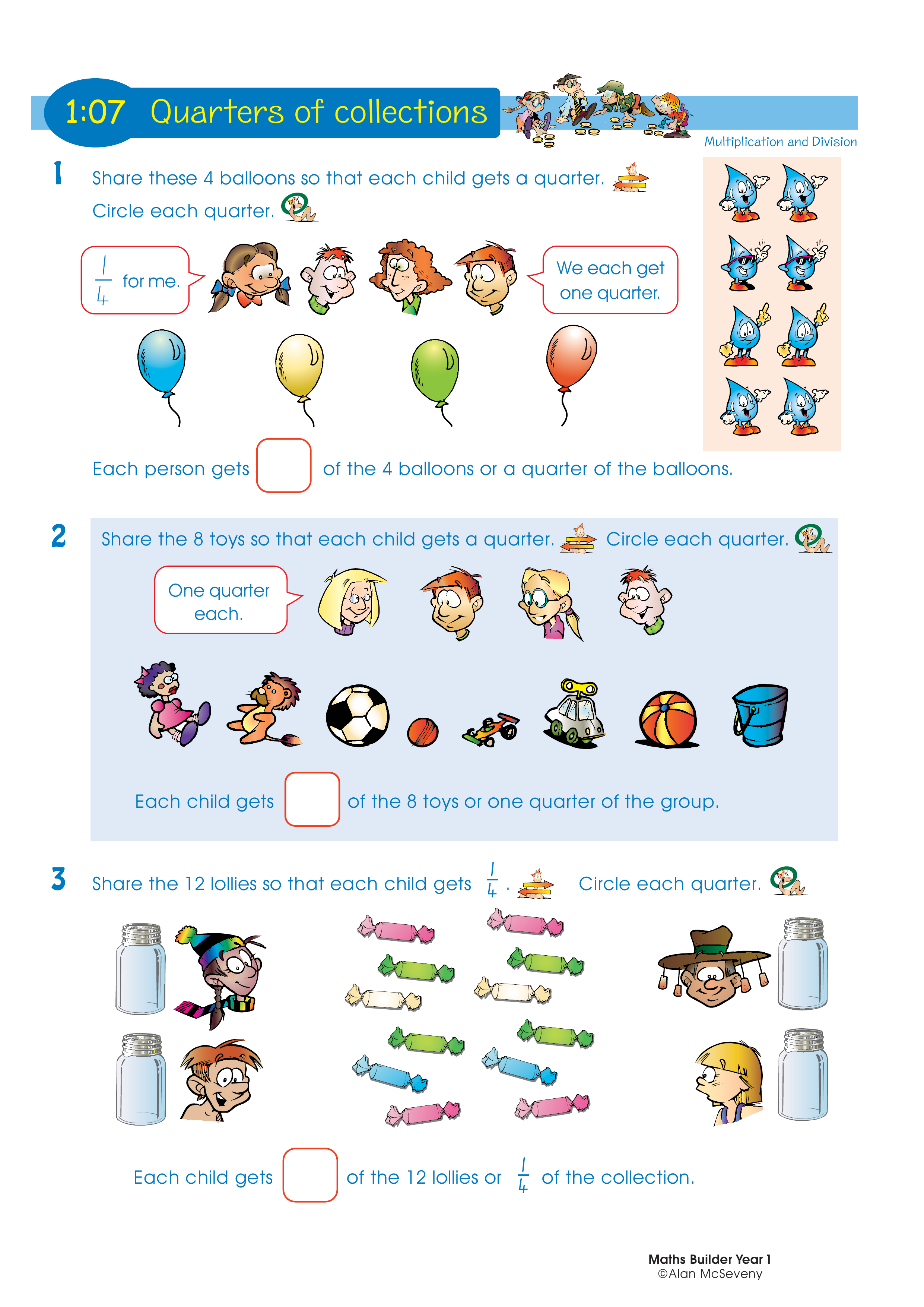 Quarters of collections — worksheet preview