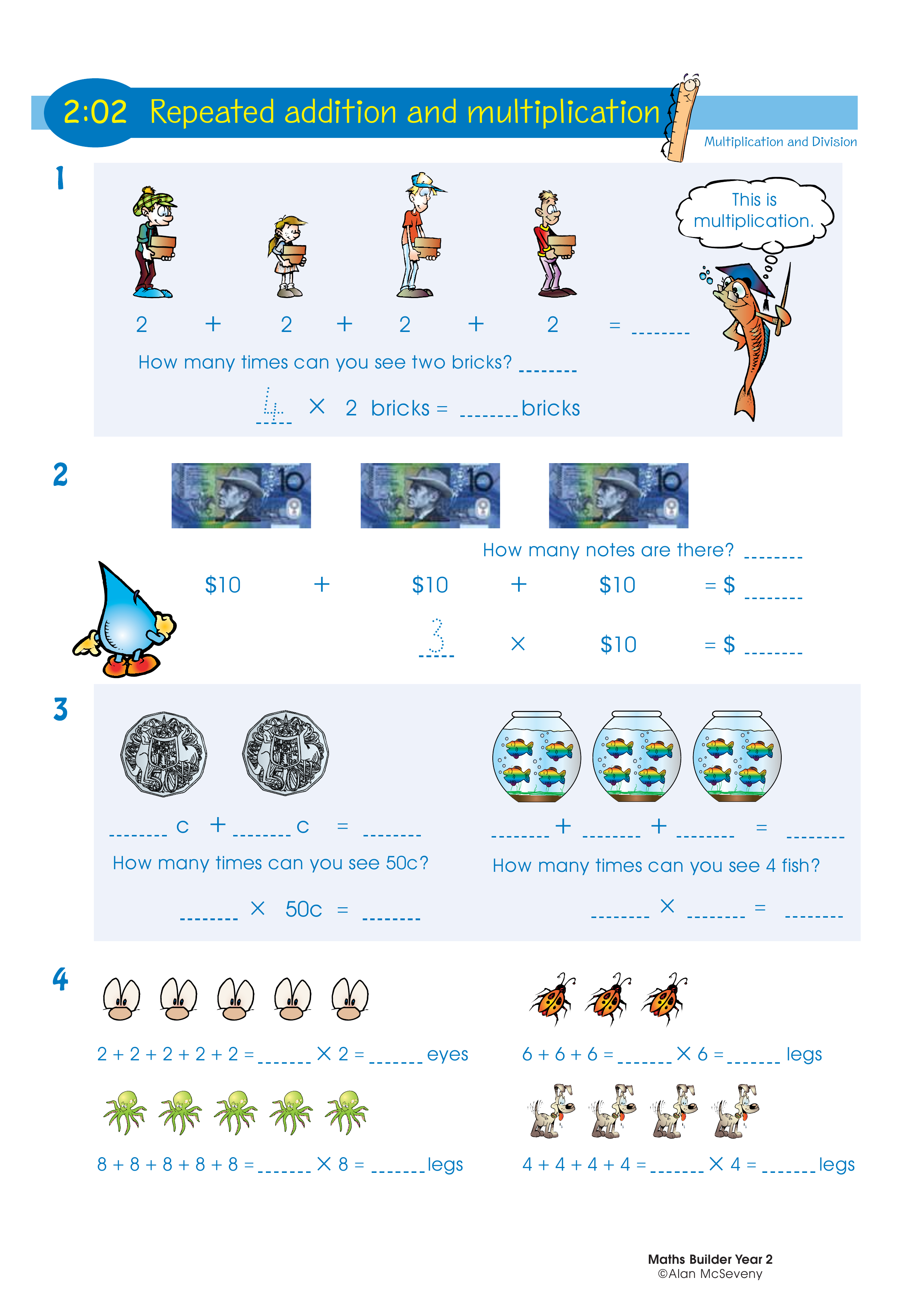 Repeated addition and multiplication — worksheet preview