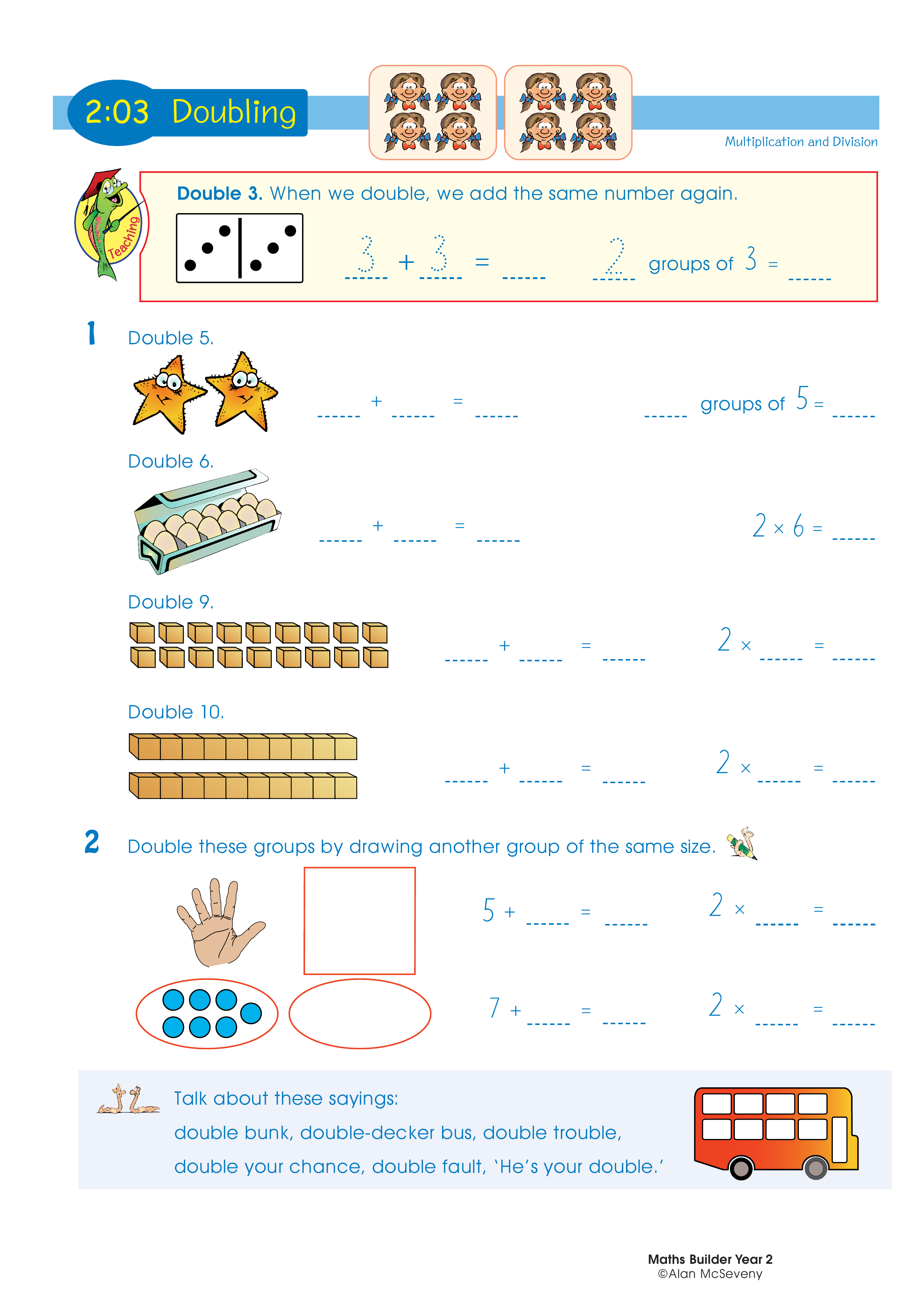 Doubling — worksheet preview