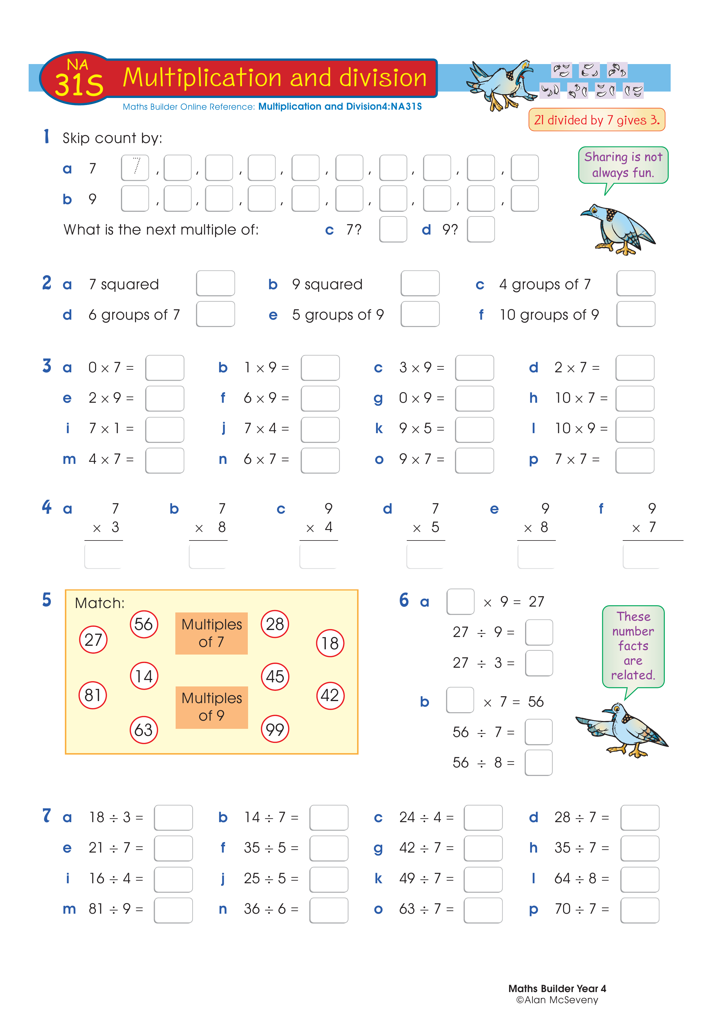 Multiplication and division — worksheet preview