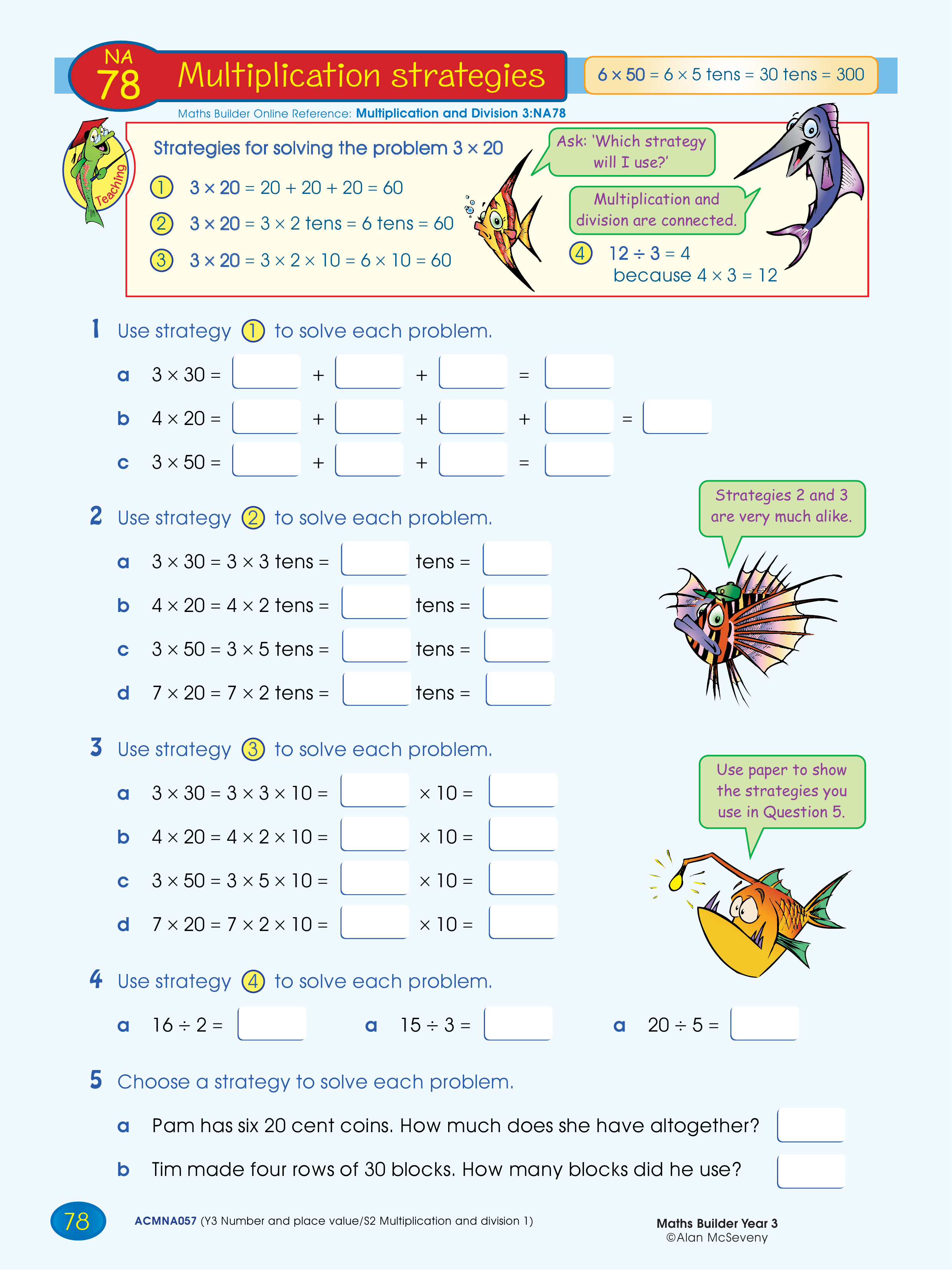 Multiplication strategies — worksheet preview