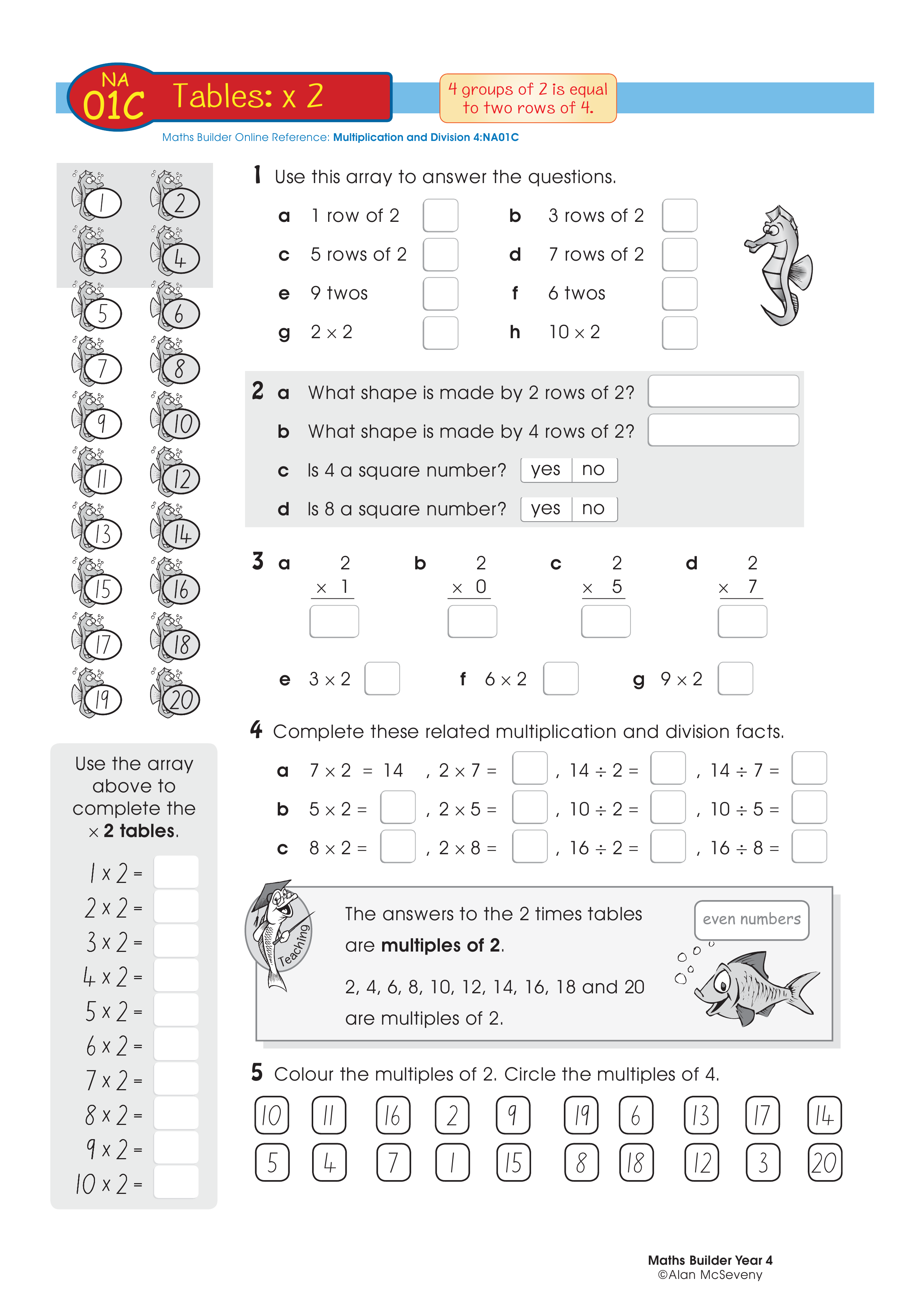 Tables: x 2 — worksheet preview