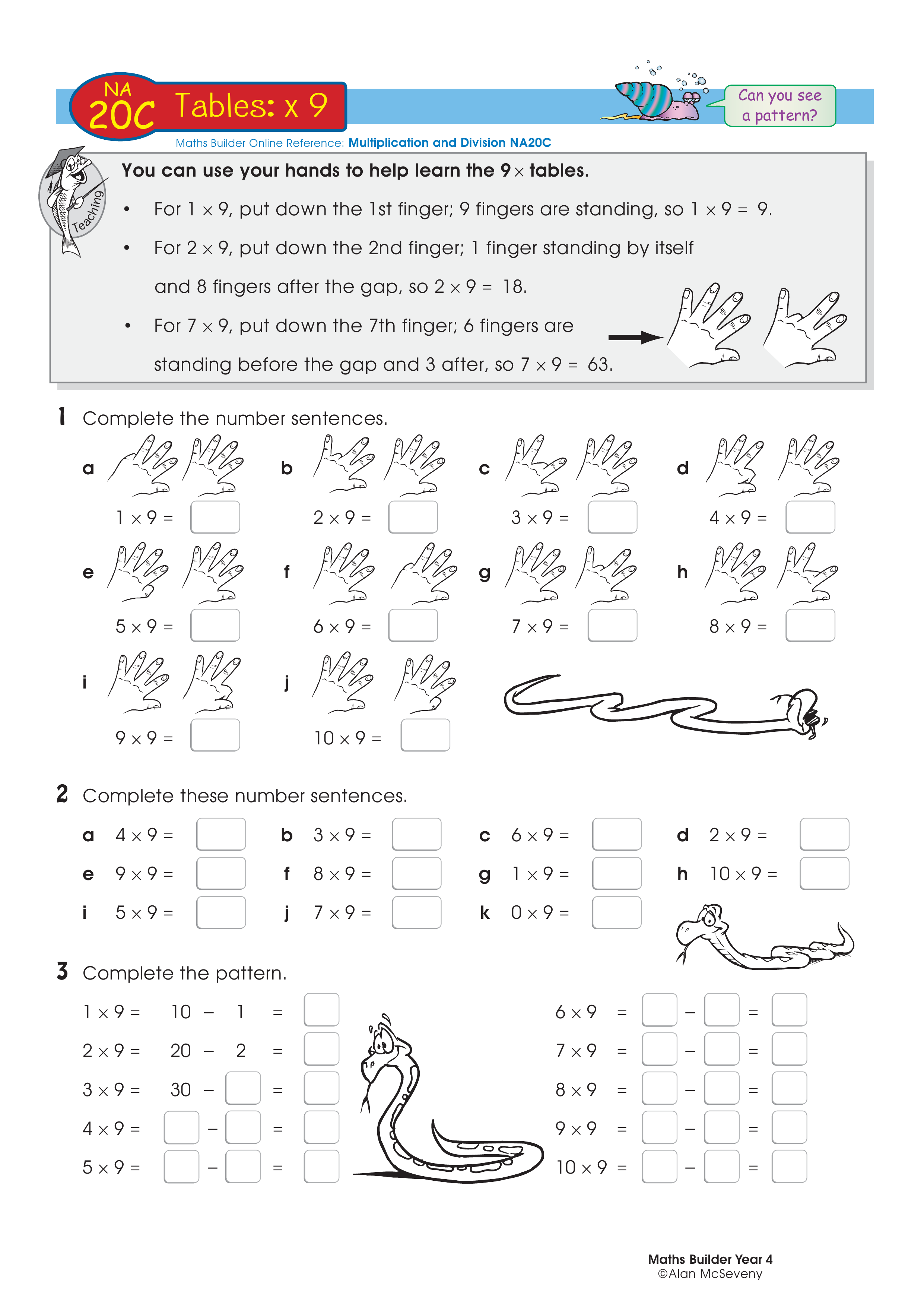 Tables: x 9 — worksheet preview