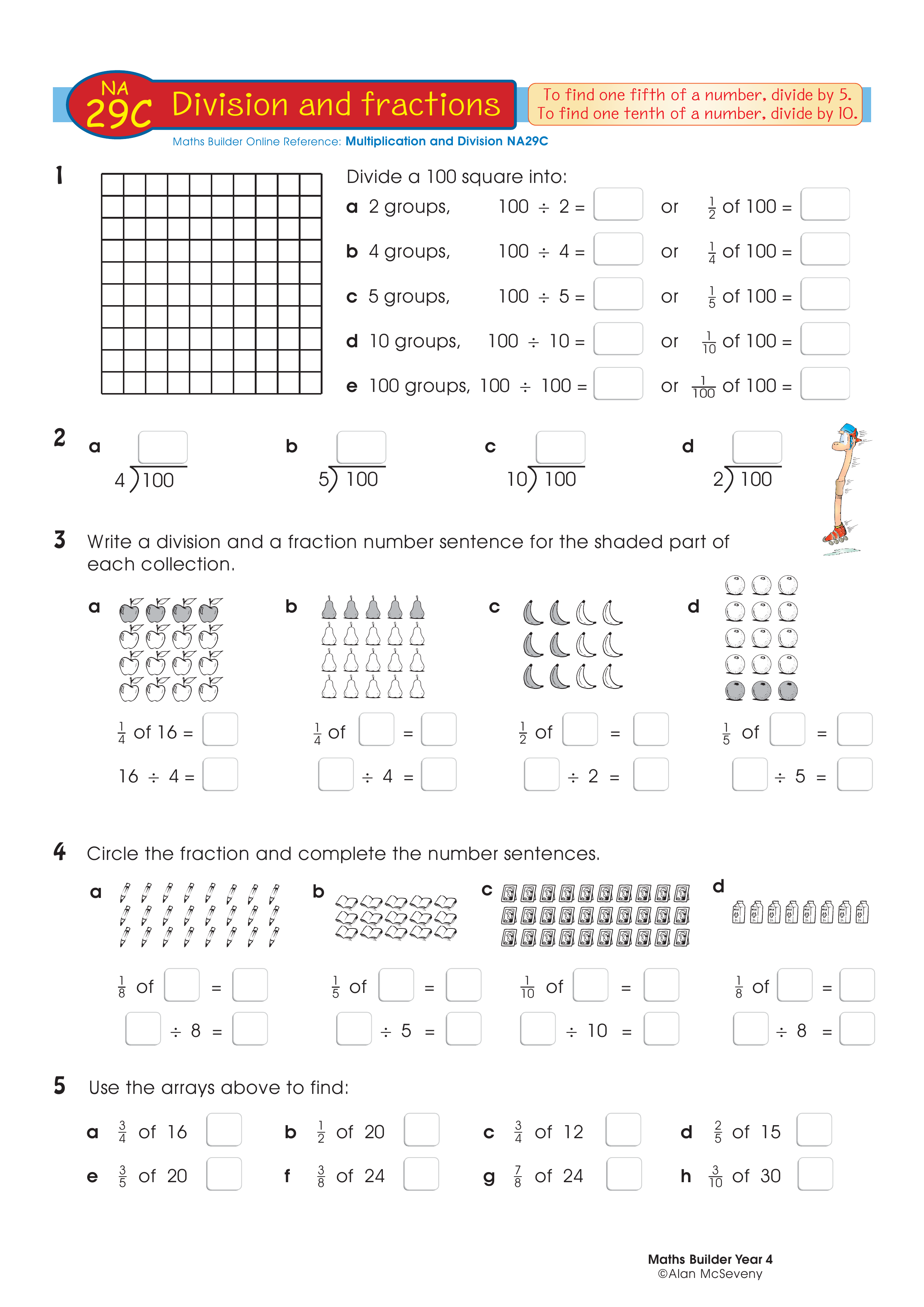 Division and fractions — worksheet preview