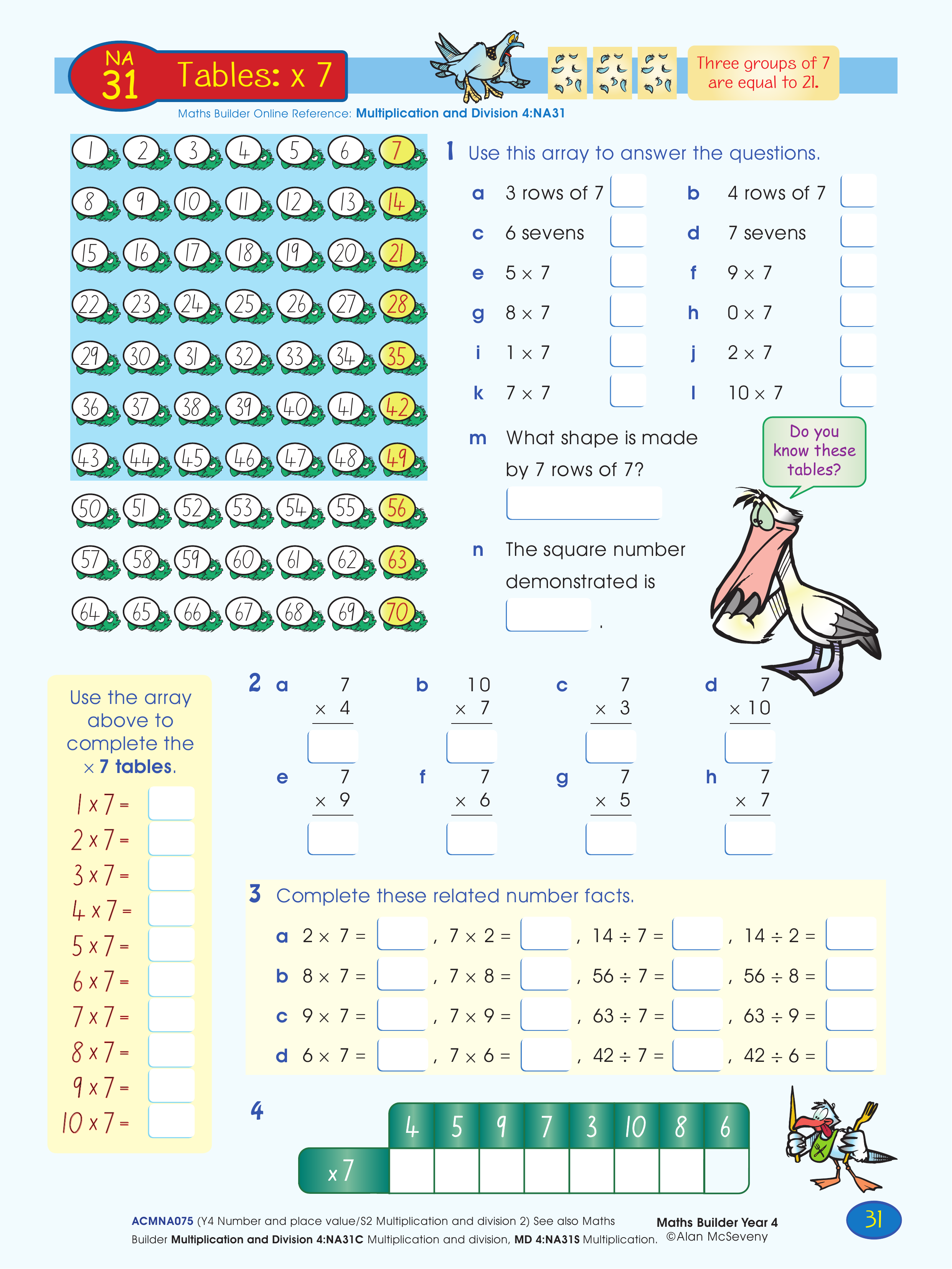 Tables: x 7 — worksheet preview