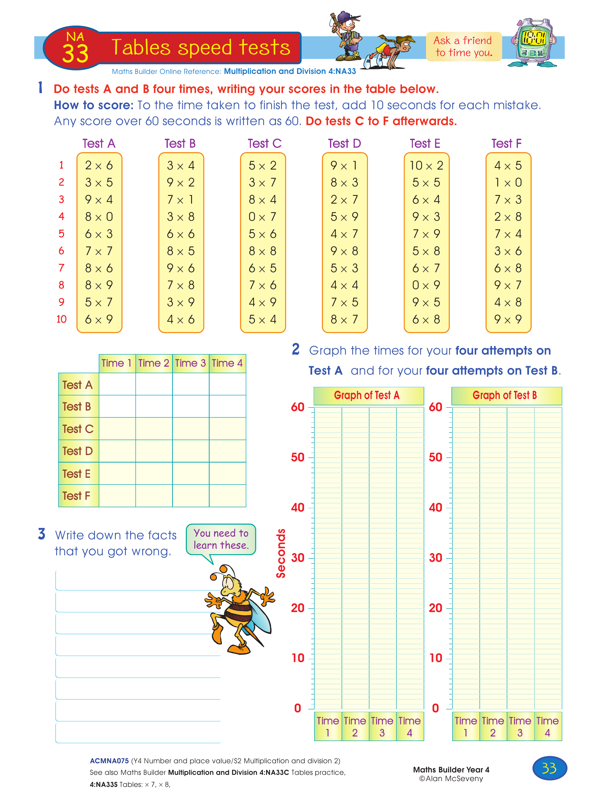 Tables speed tests — worksheet preview