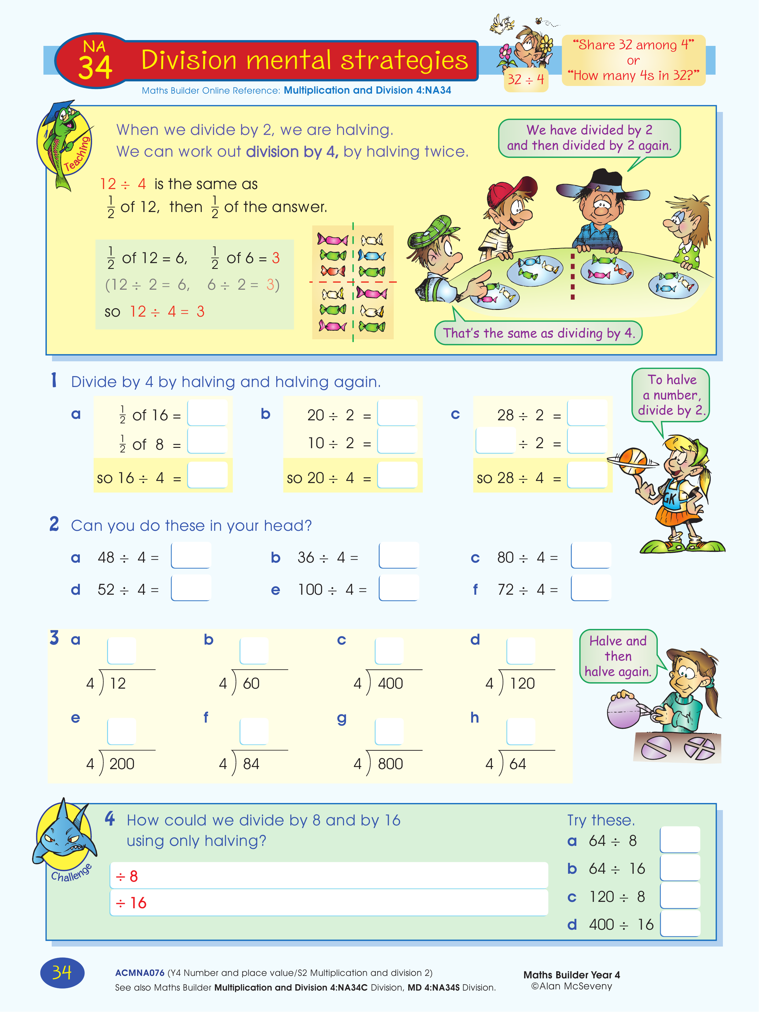Division mental strategies — worksheet preview