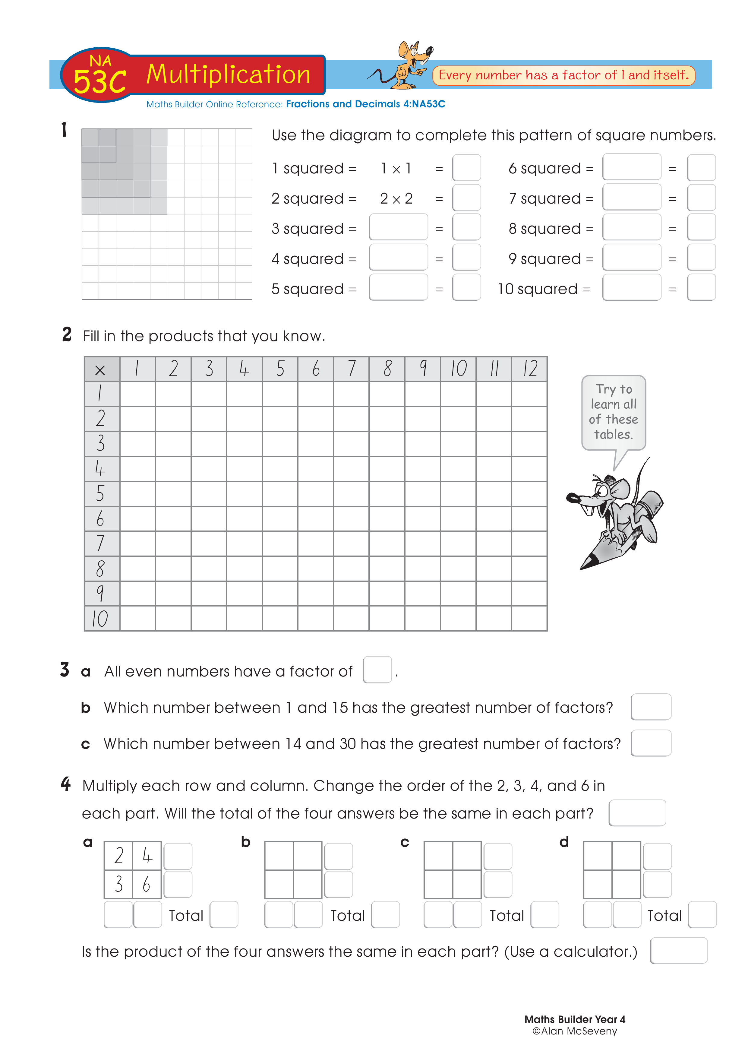 Multiplication — worksheet preview