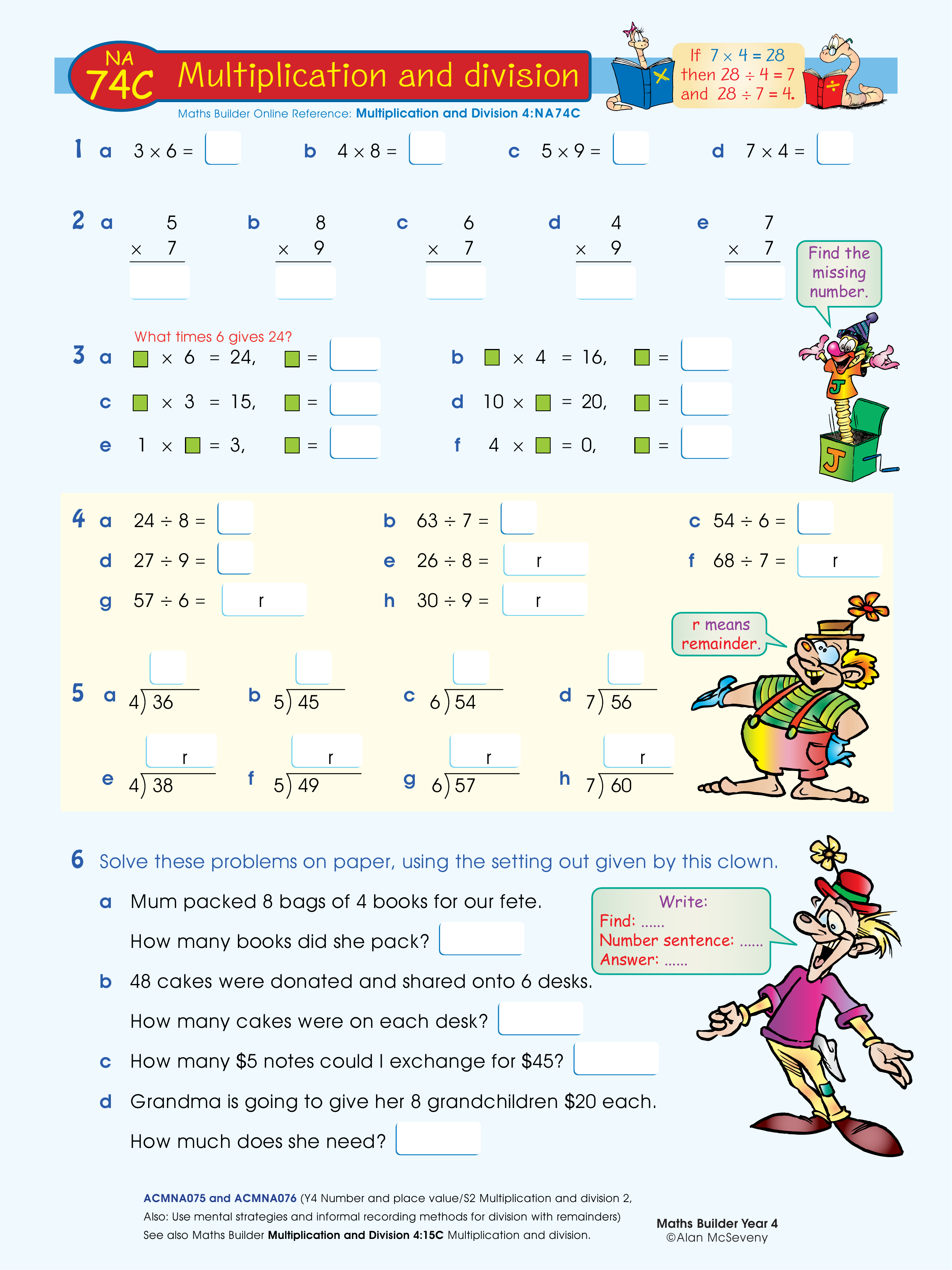 Multiplication and division — worksheet preview