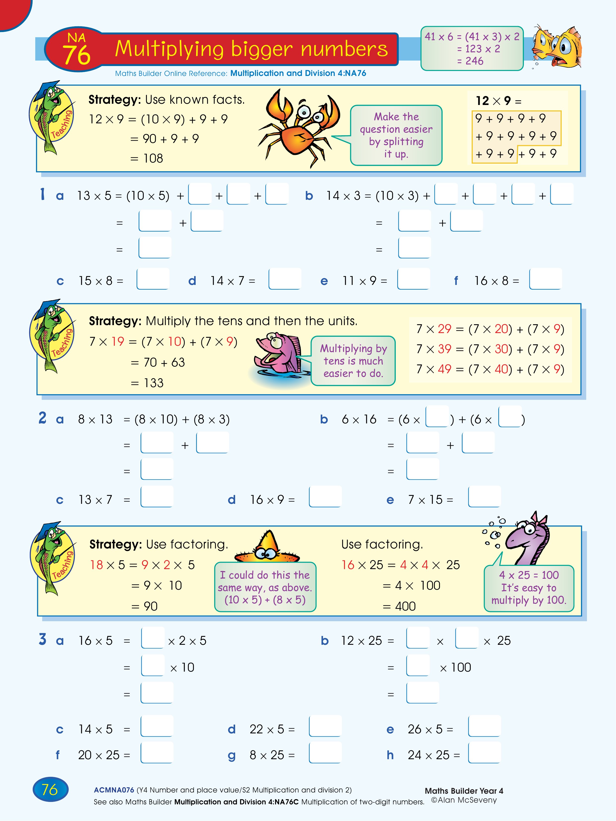 Multiplying bigger numbers — worksheet preview