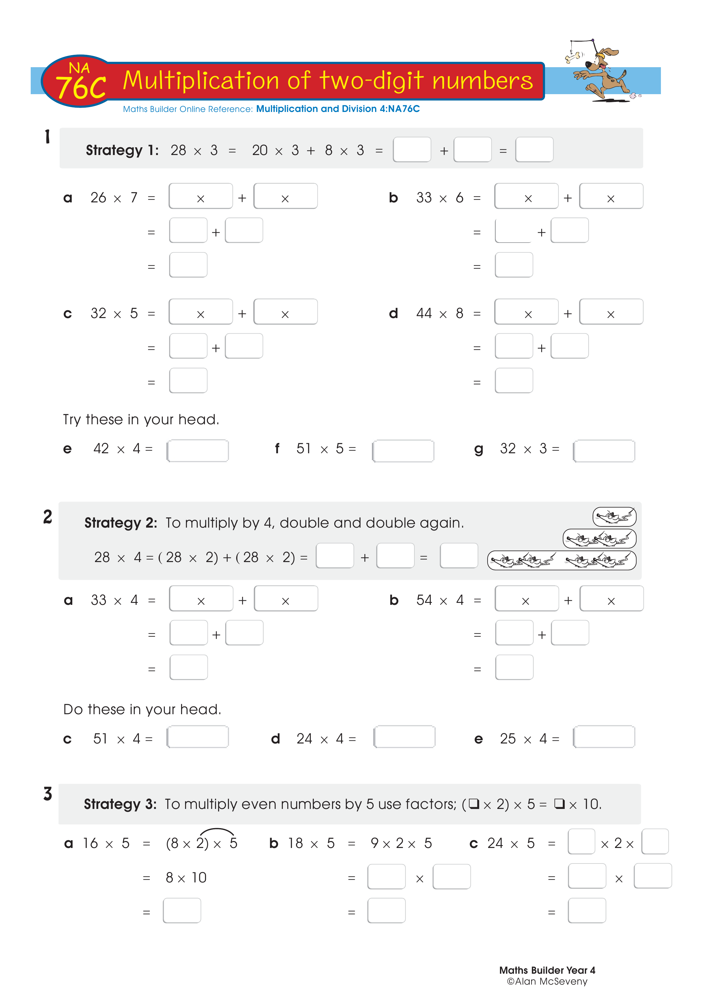 Multiplication of two-digit numbers — worksheet preview