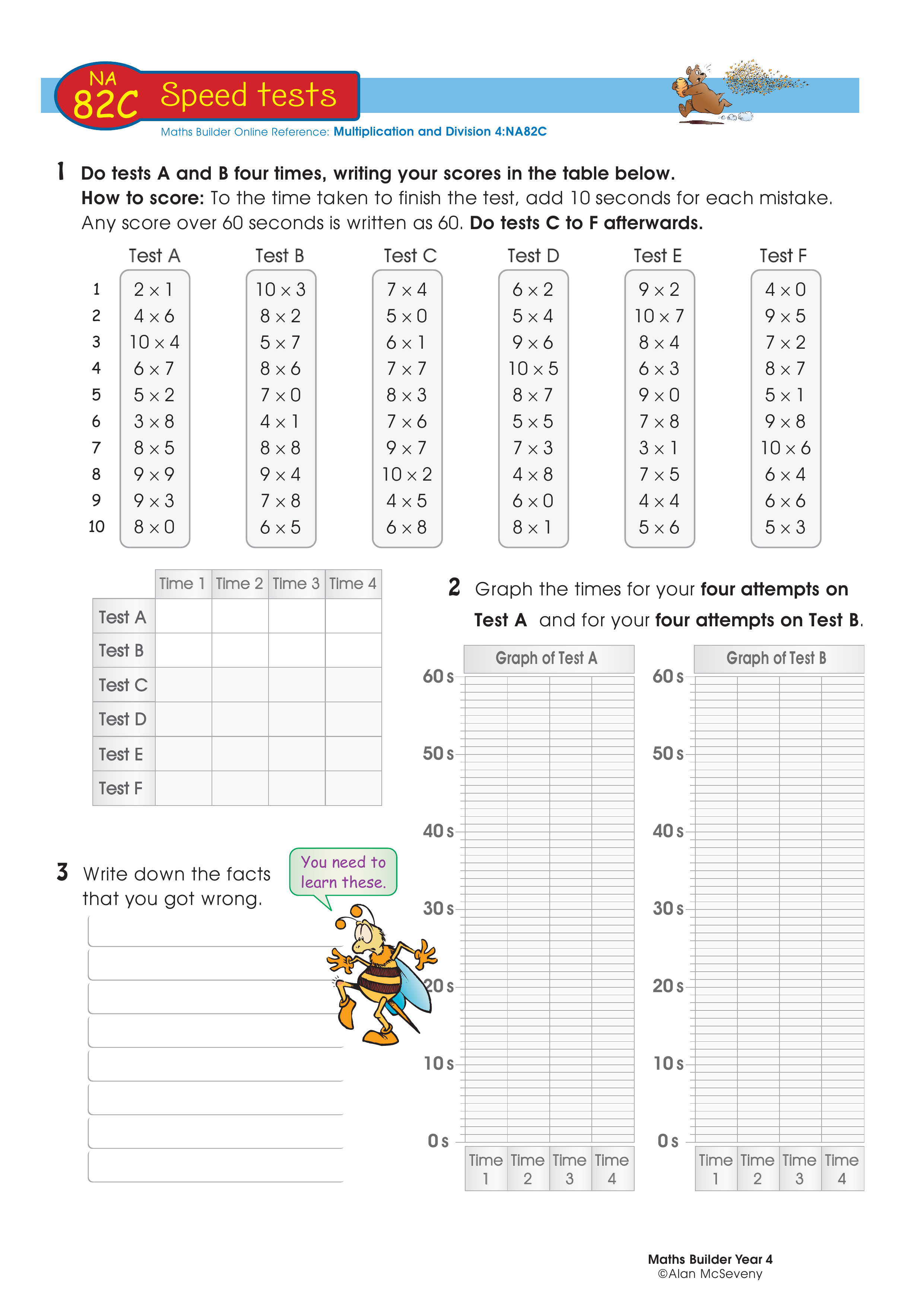 Speed tests — worksheet preview