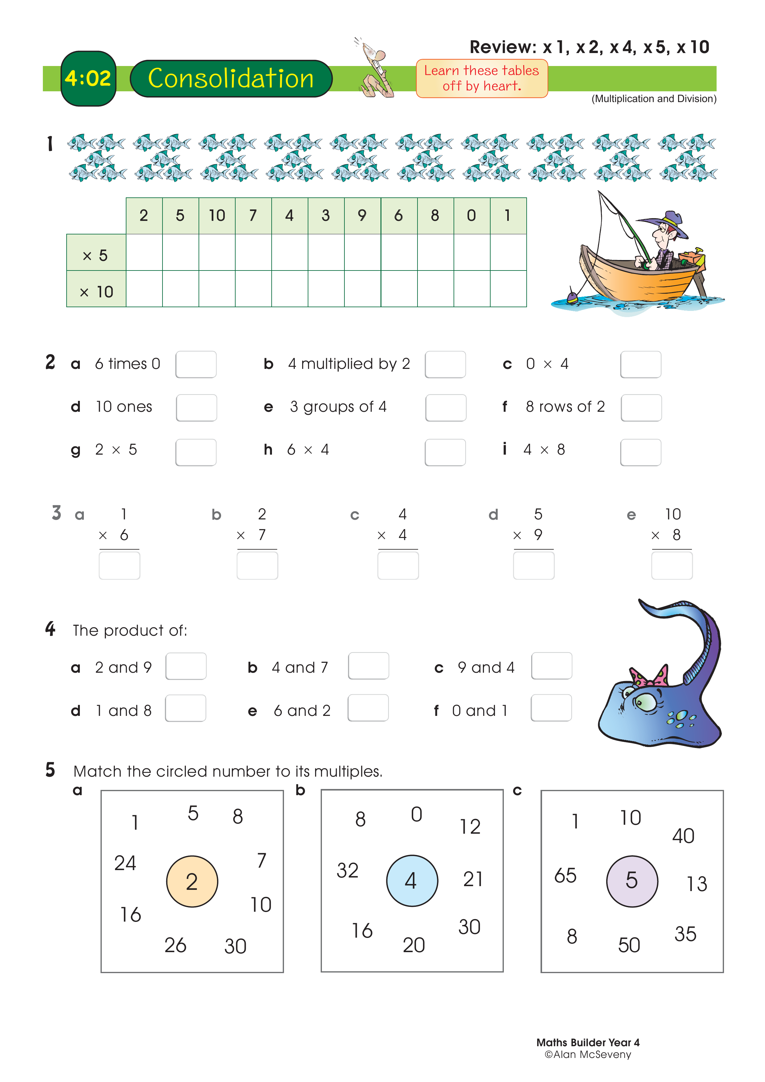 Review: x 1, x 2, x 4, x 5, x 10 — worksheet preview