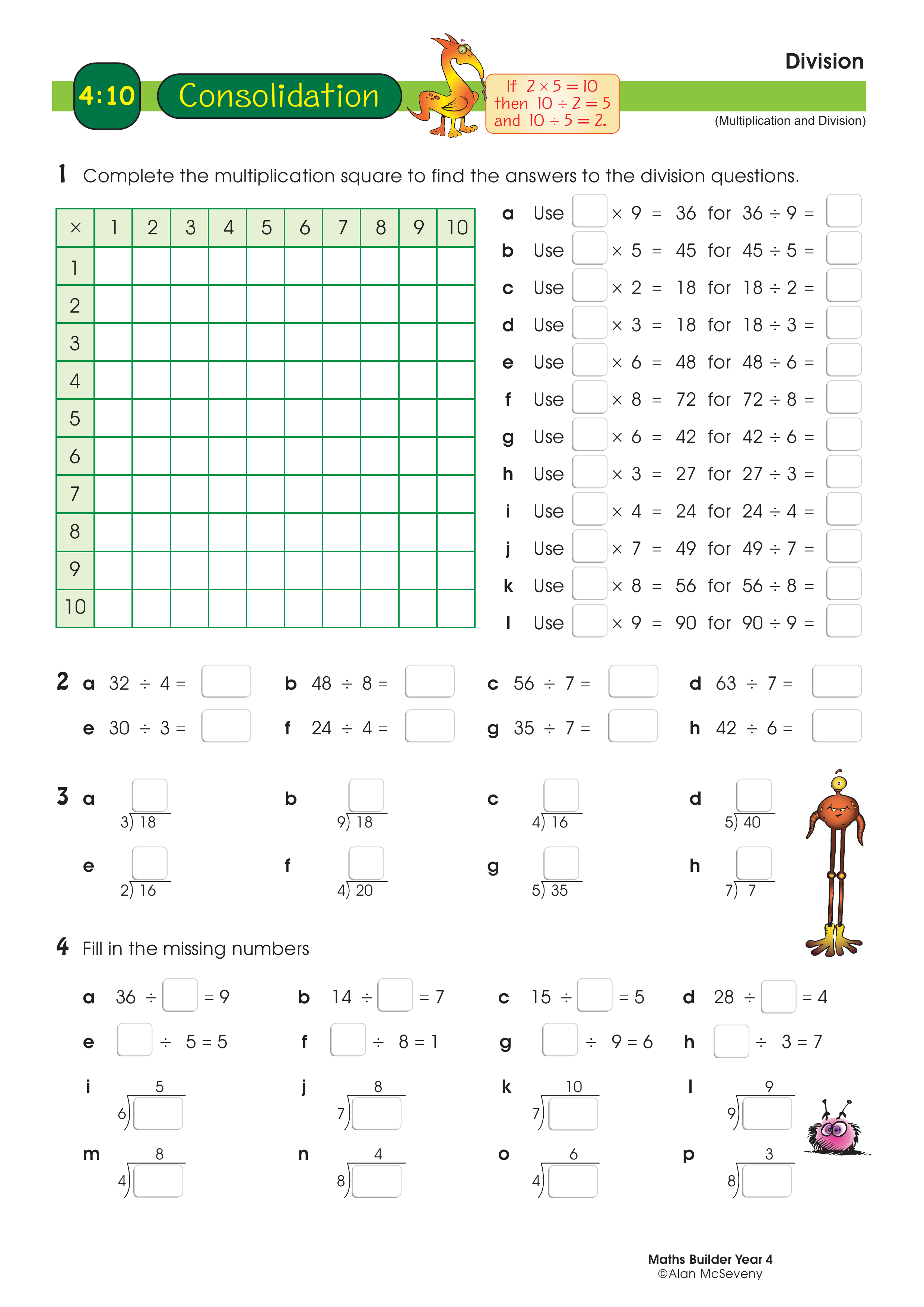 Division — worksheet preview
