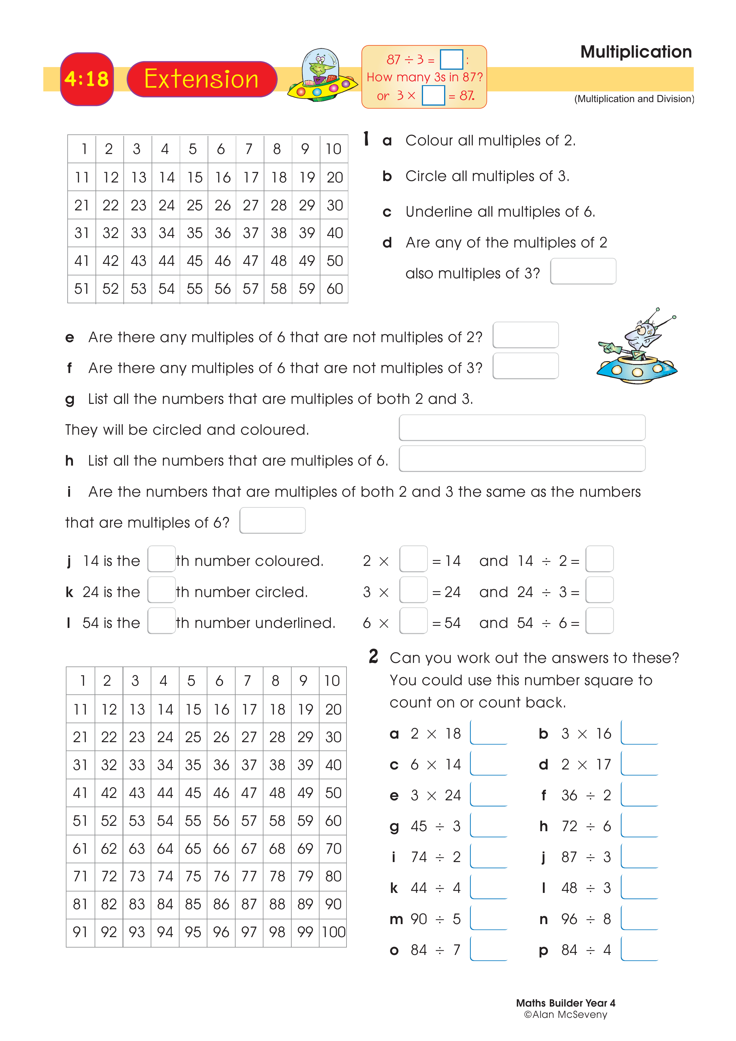 Multiplication and division — worksheet preview