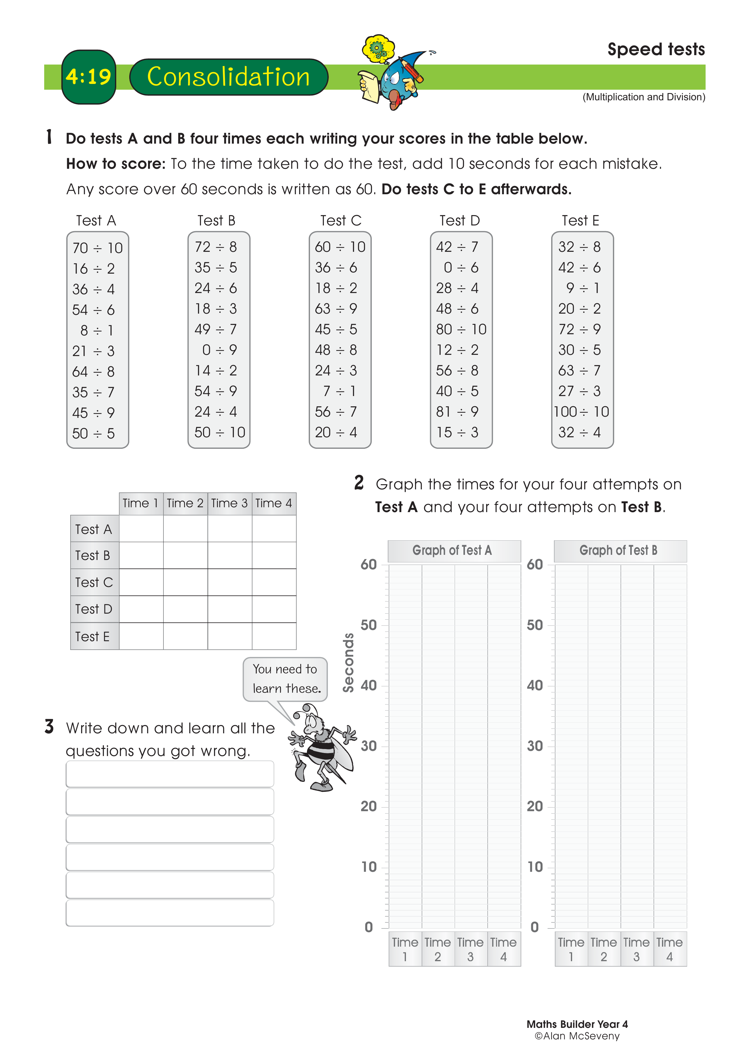 Tables speed tests — worksheet preview