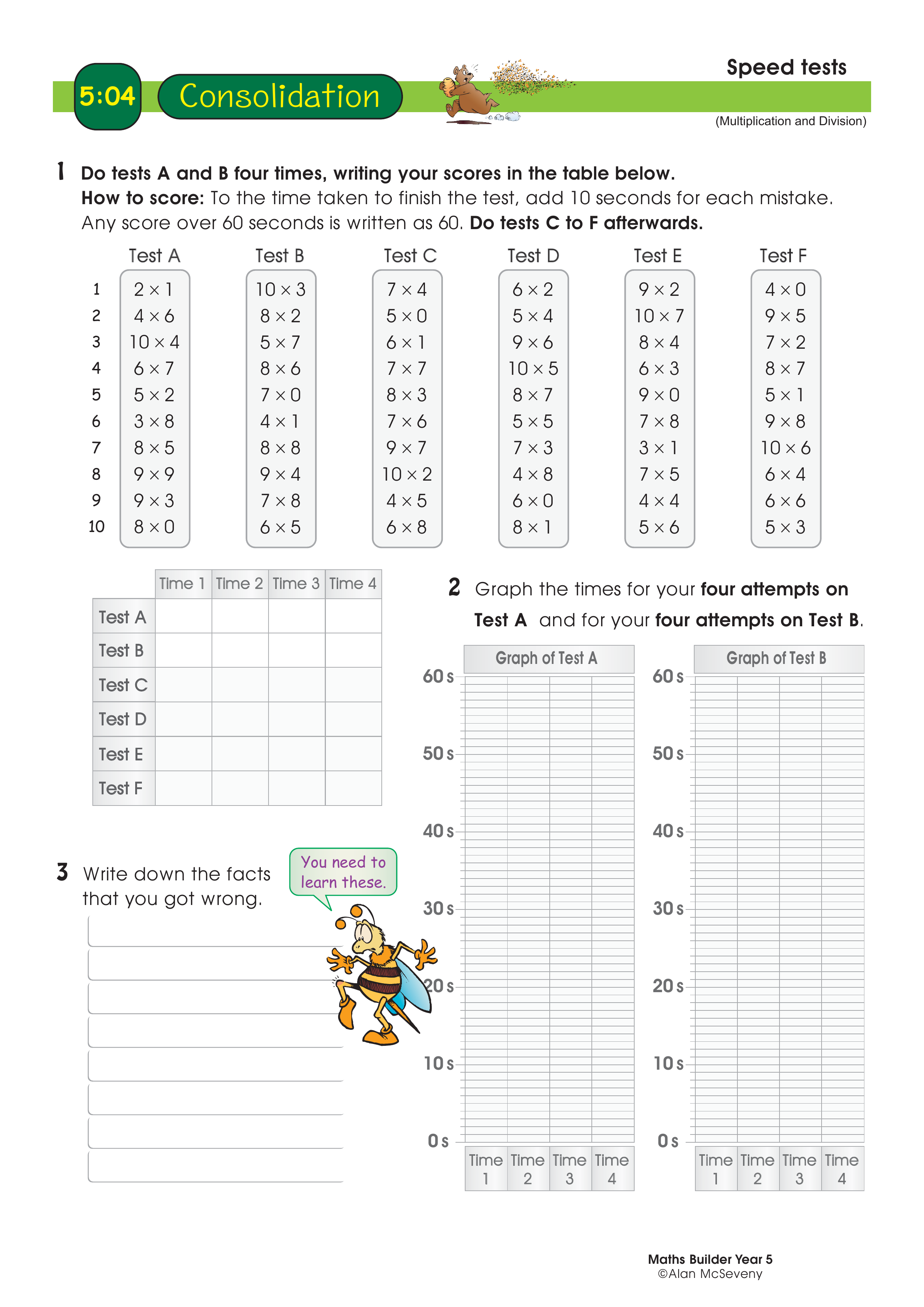 Speed tests — worksheet preview
