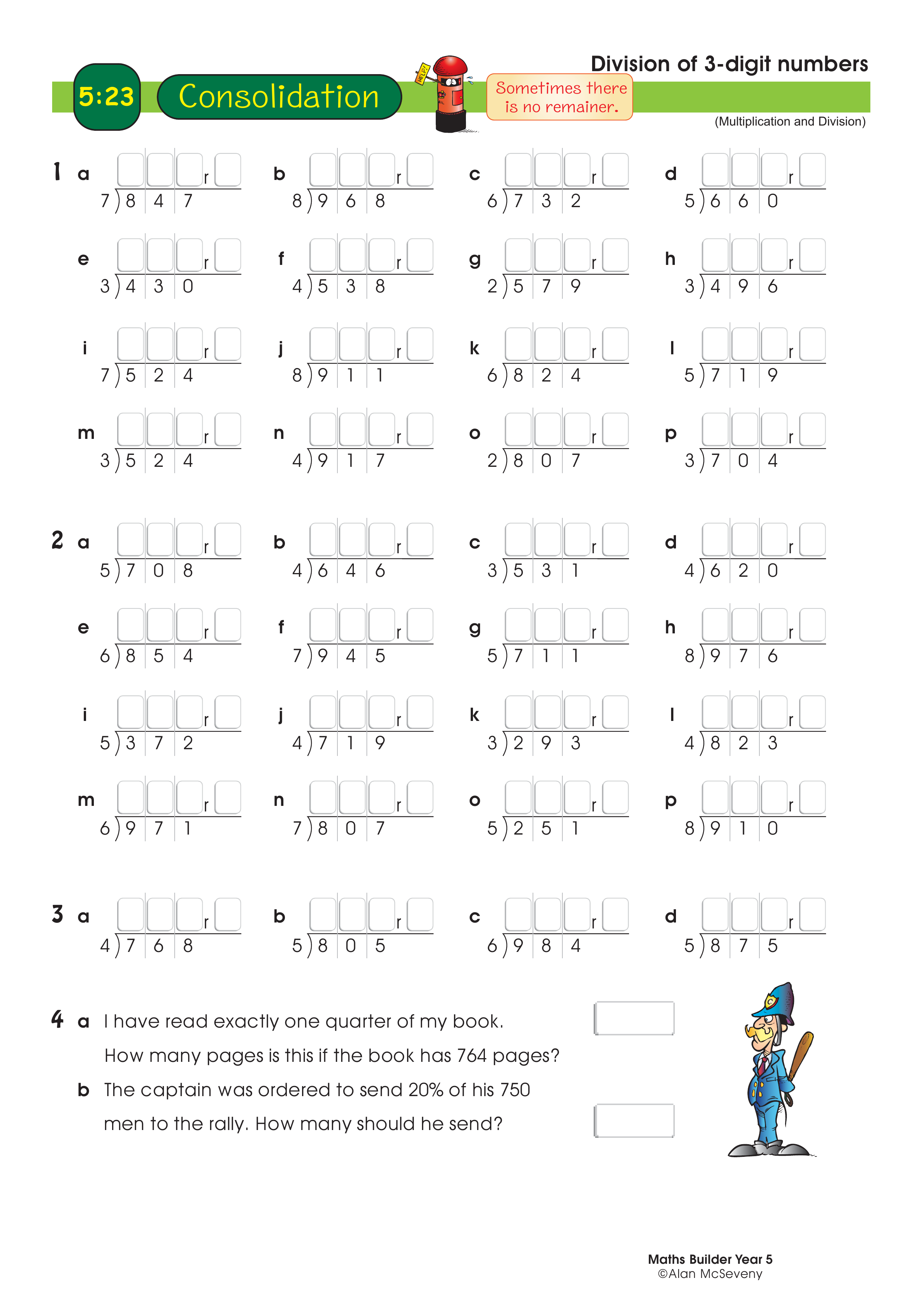Division of 3-digit numbers — worksheet preview