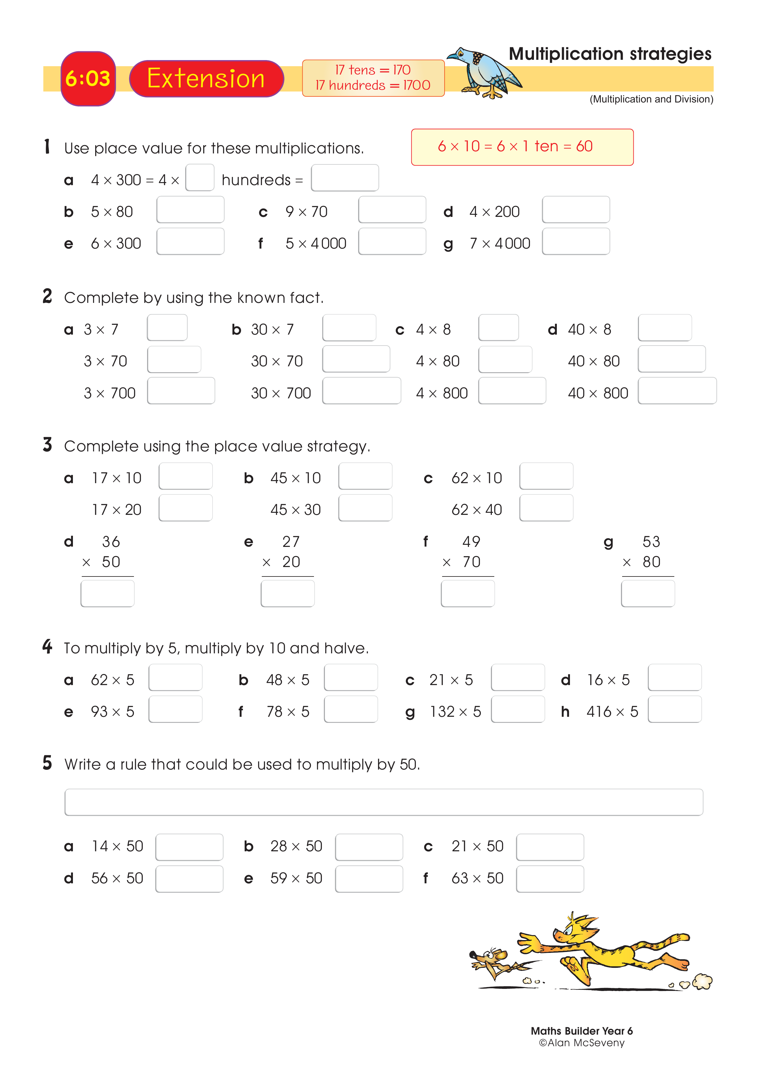 Multiplication strategies — worksheet preview
