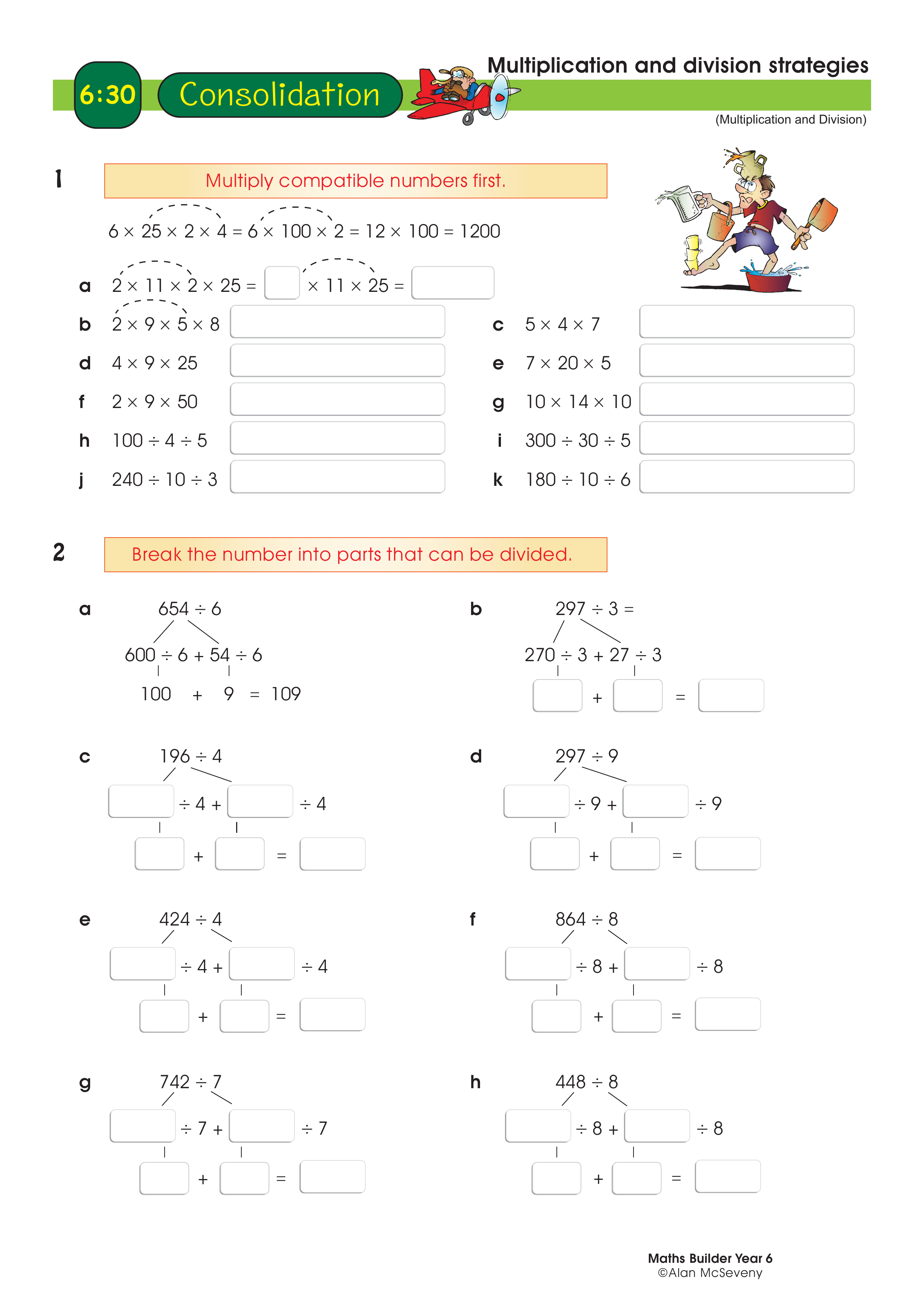 Multiplication and division strategies — worksheet preview