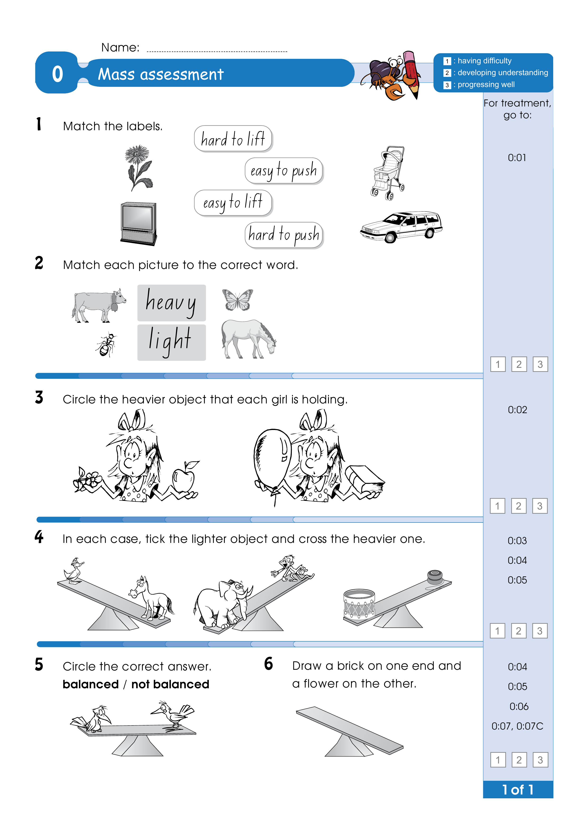 Assessment for the whole of Level 0 — worksheet preview