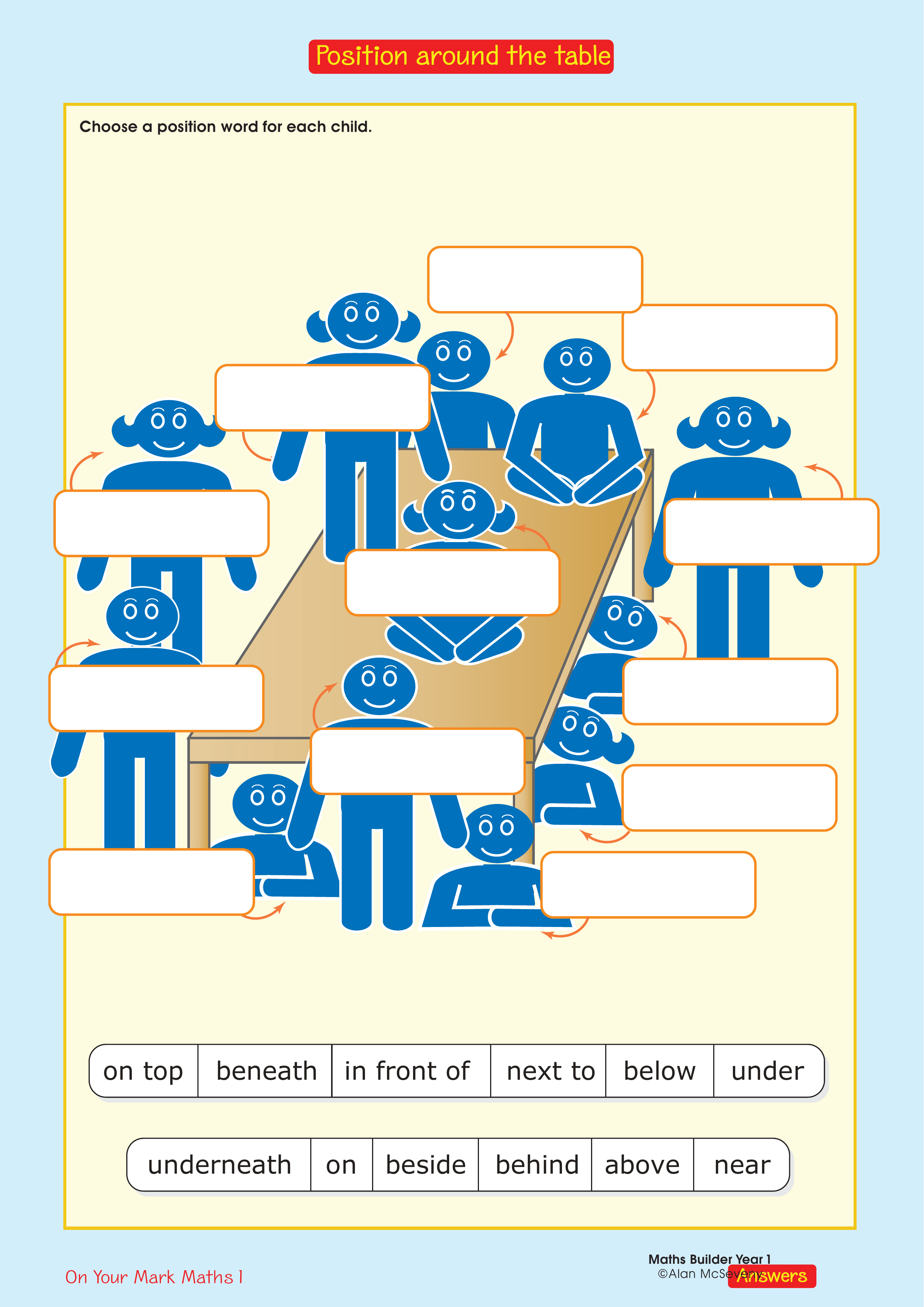 Position around the table — worksheet preview