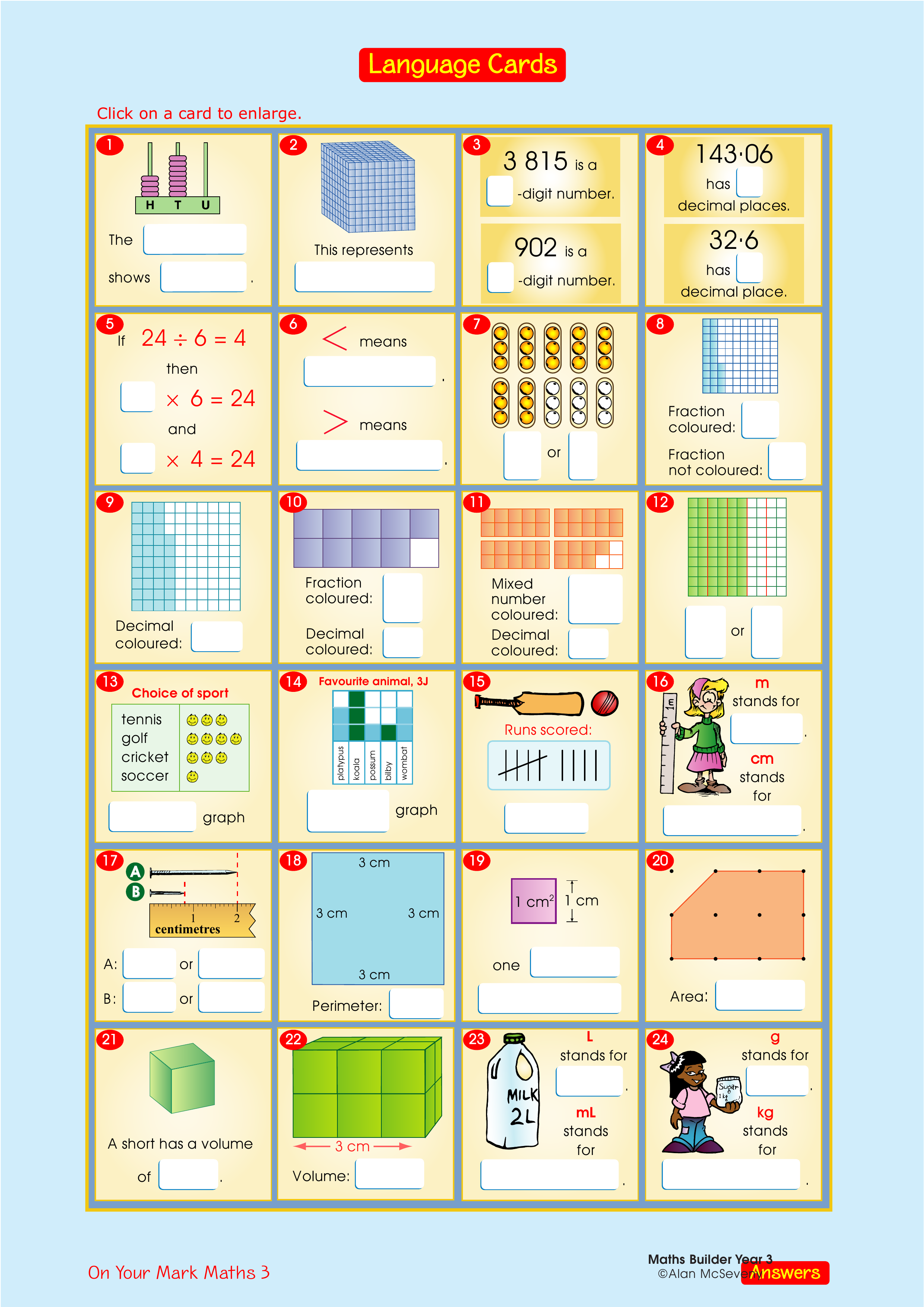 Language cards — worksheet preview