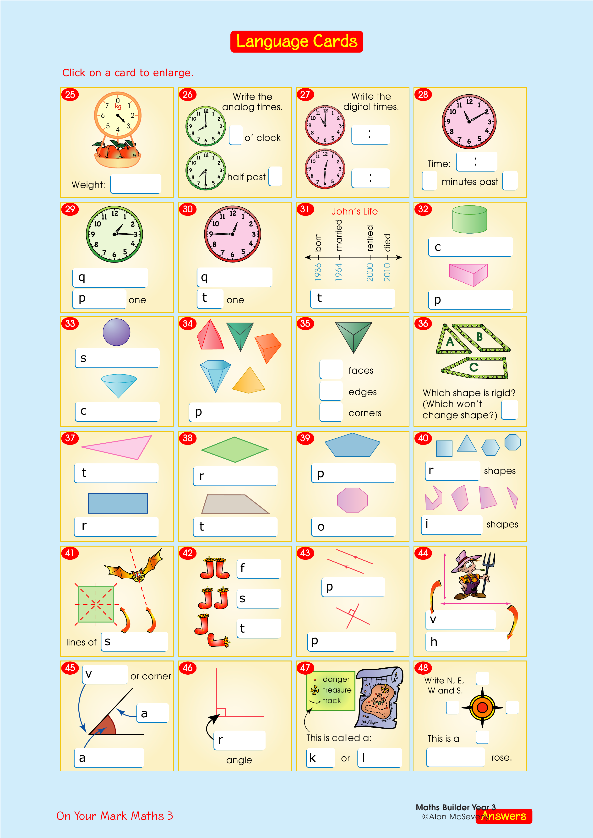 Language cards — worksheet preview