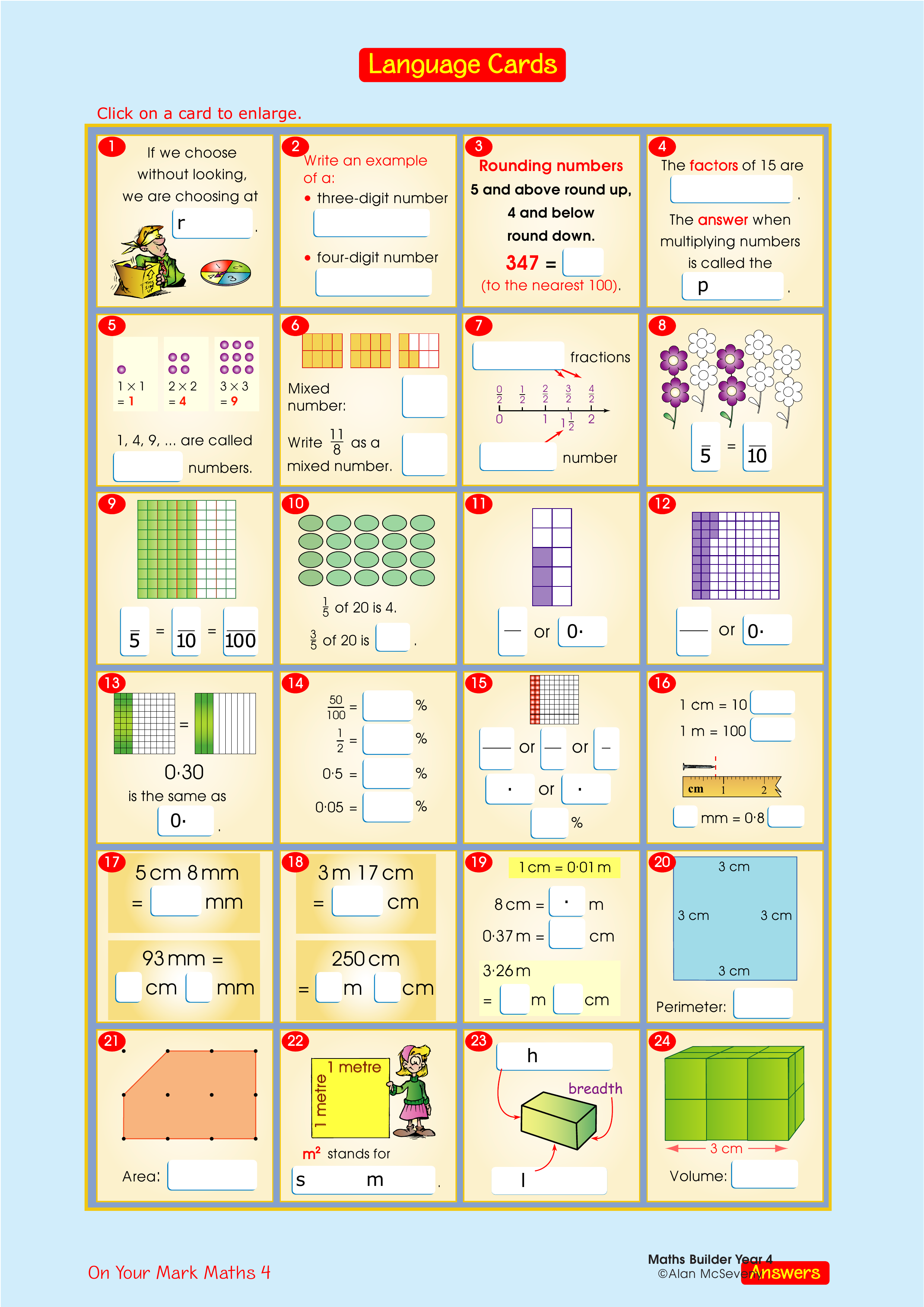 Language cards — worksheet preview