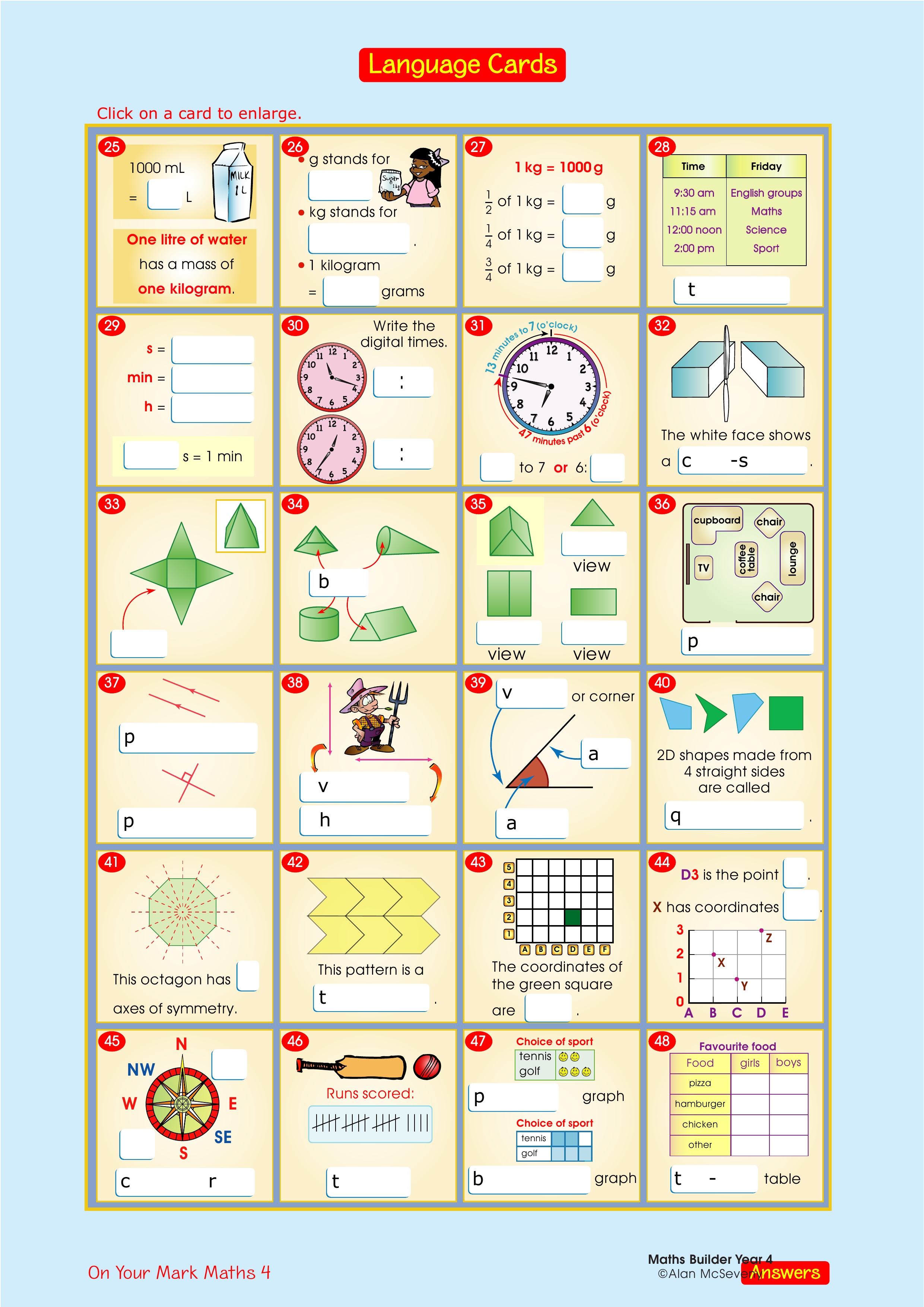 Language cards — worksheet preview