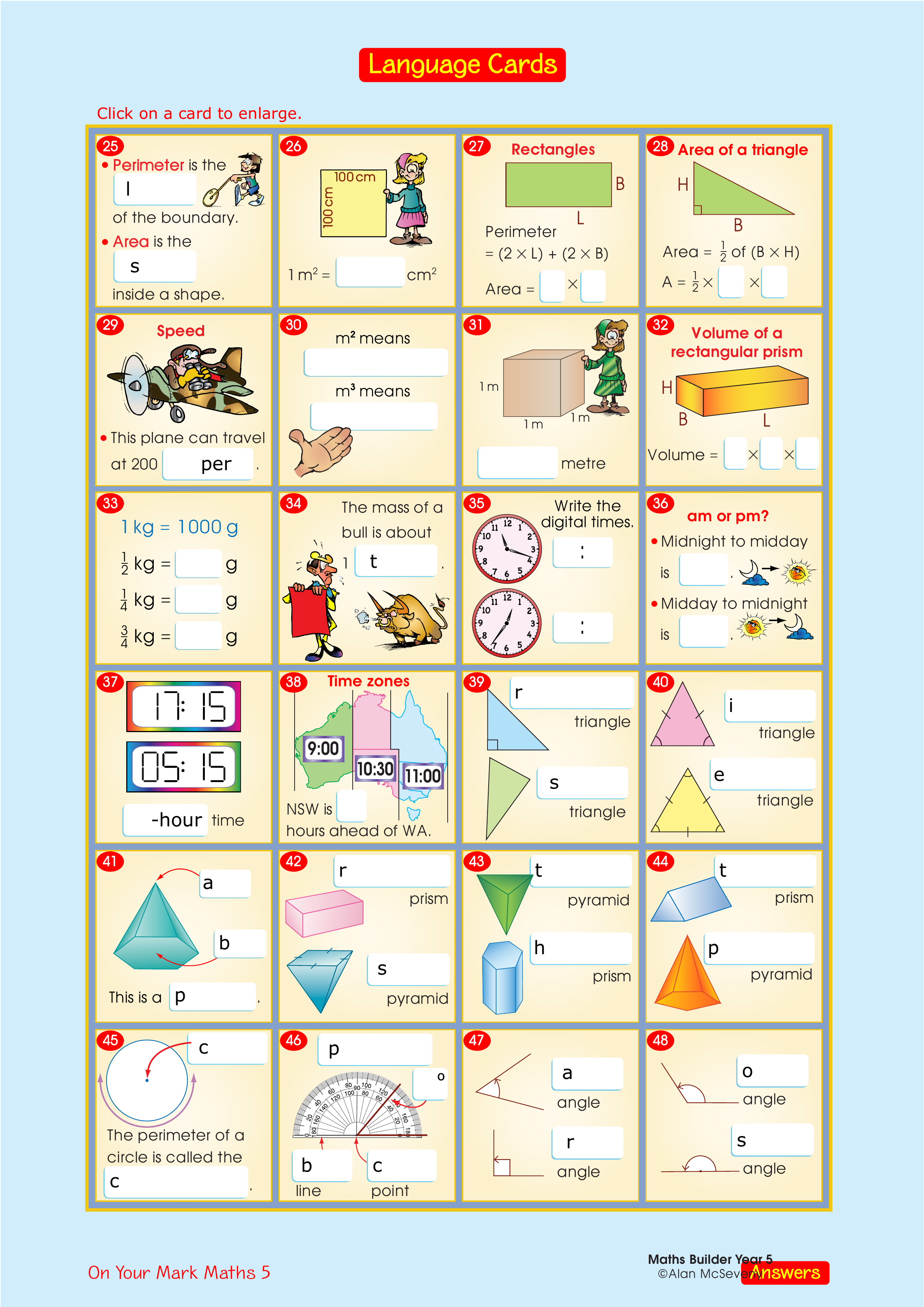 Language cards — worksheet preview