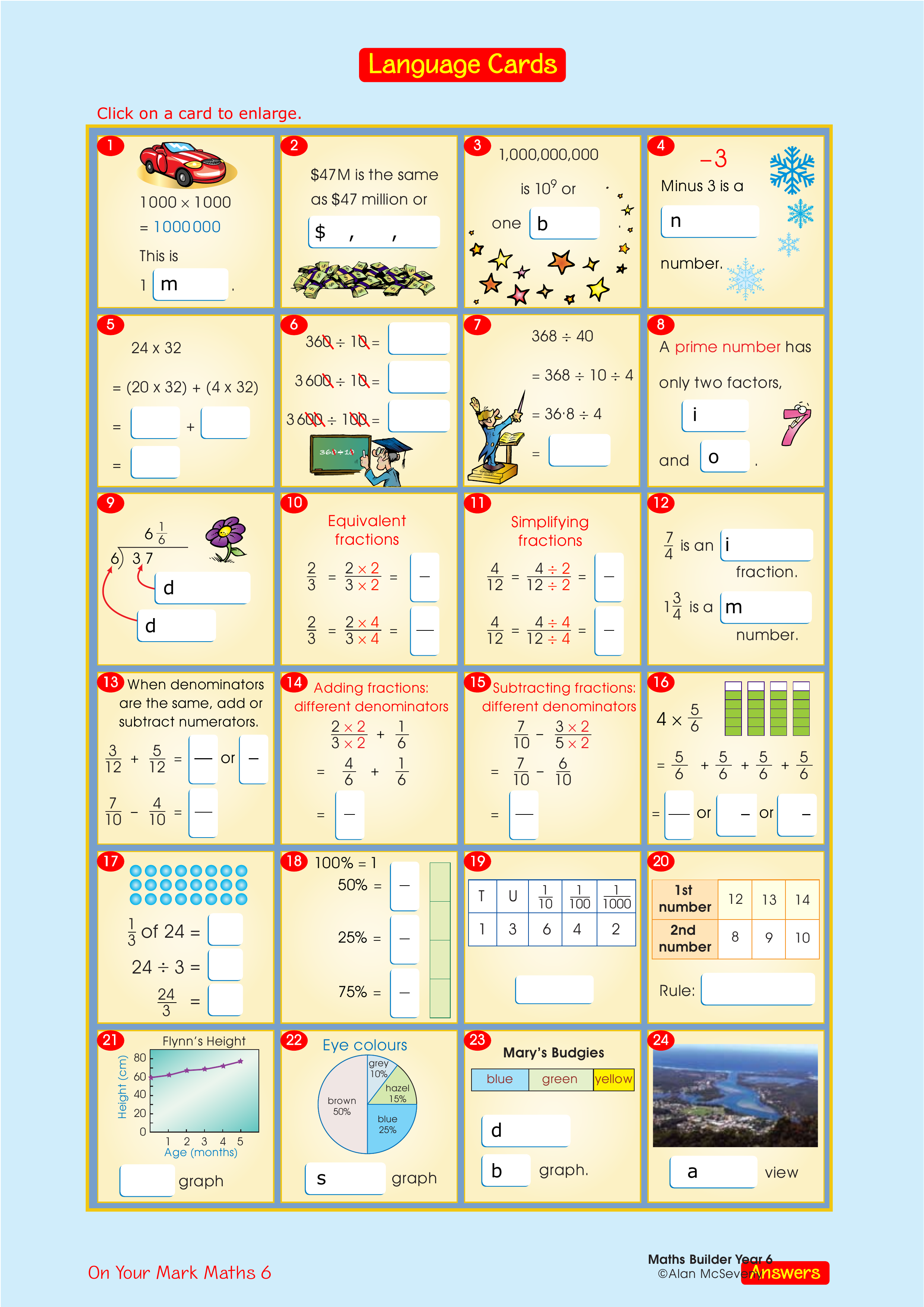 Language cards — worksheet preview
