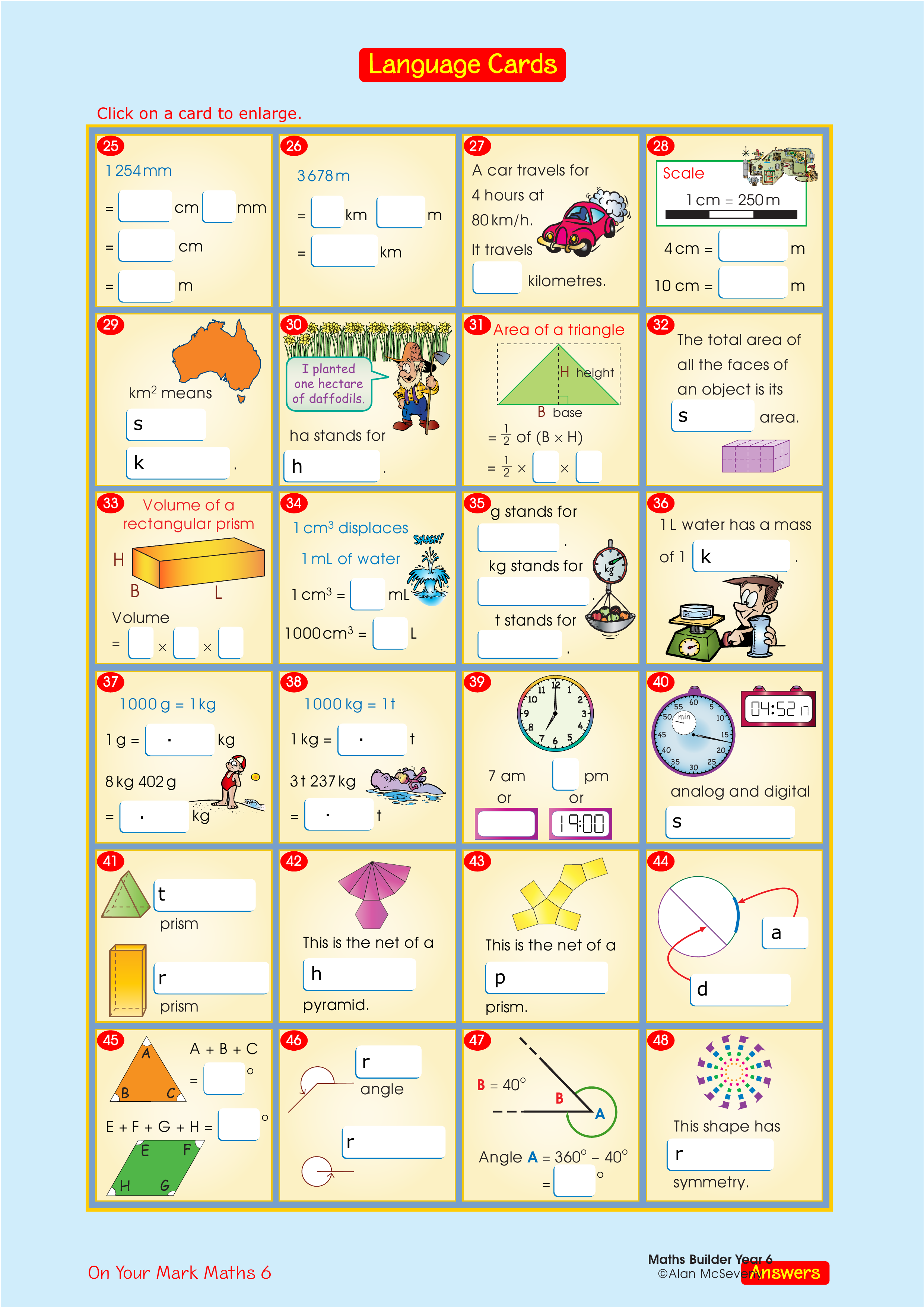 Language cards — worksheet preview