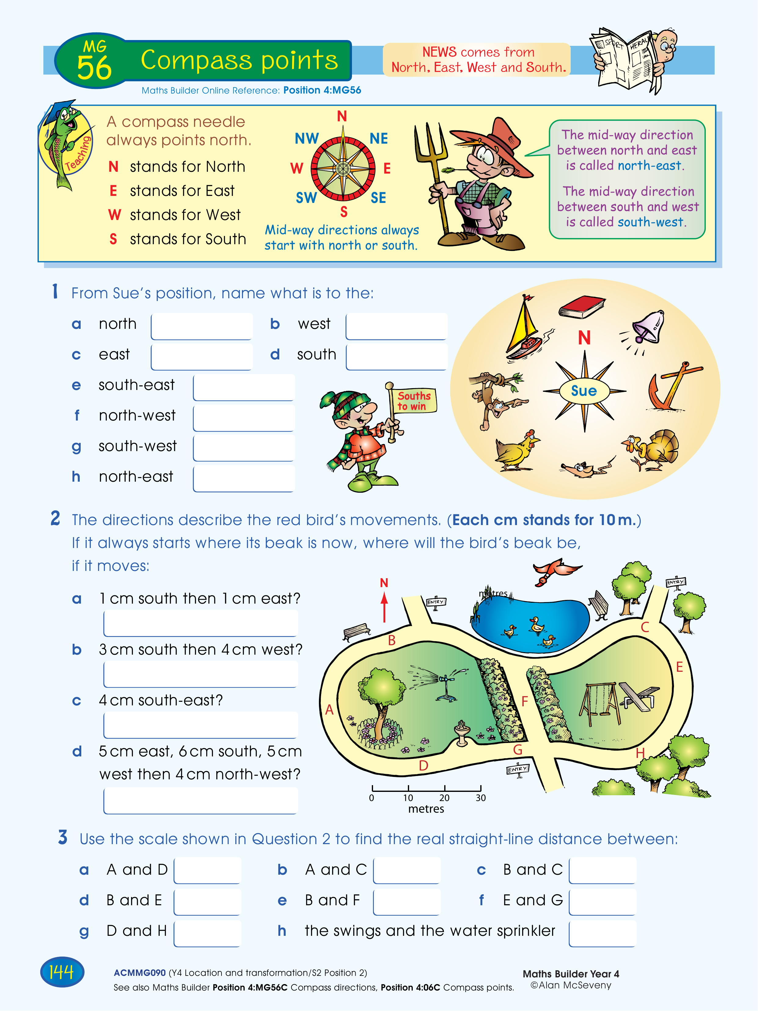Compass points — worksheet preview