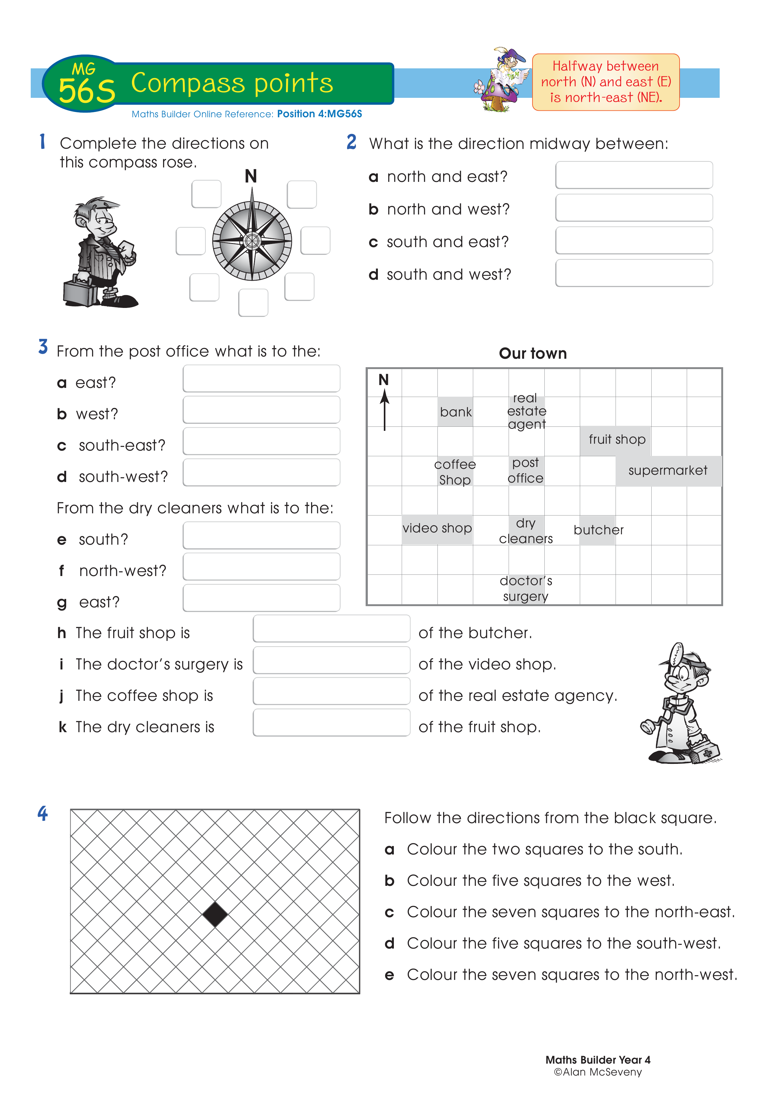 Compass points — worksheet preview