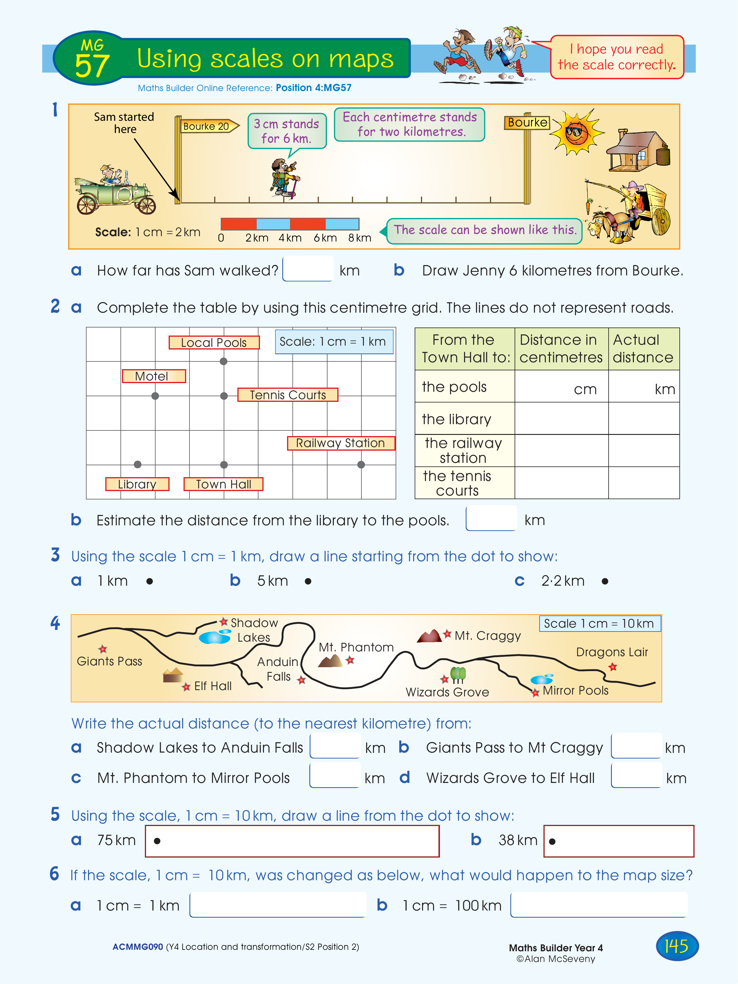 Using scales on maps — worksheet preview