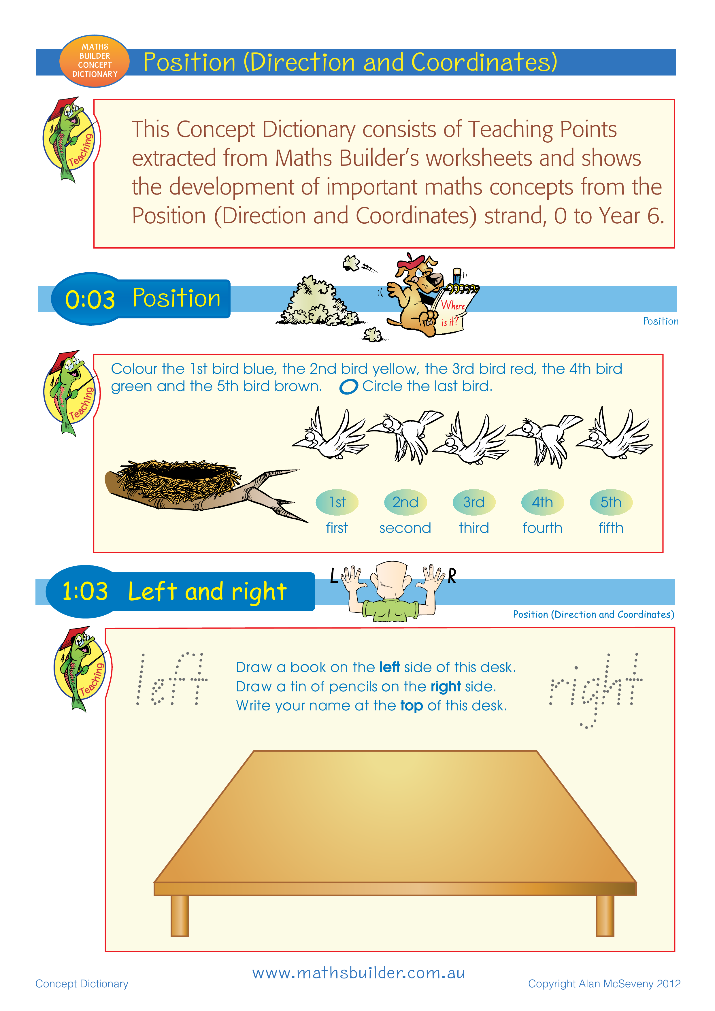 Concept Dictionary - Position (Direction and Coordinates) — worksheet preview