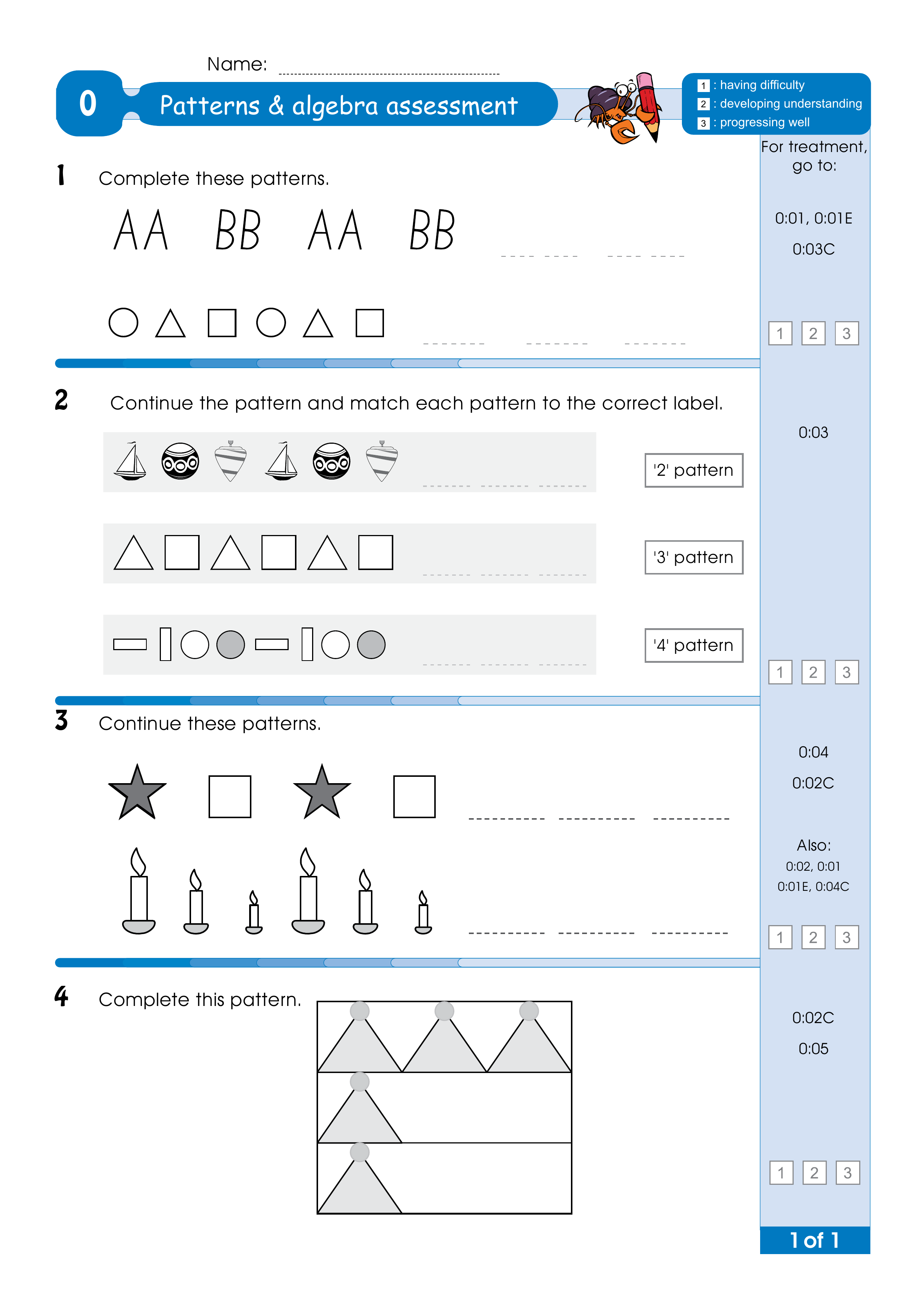 Assessment for the whole of Level 0 — worksheet preview
