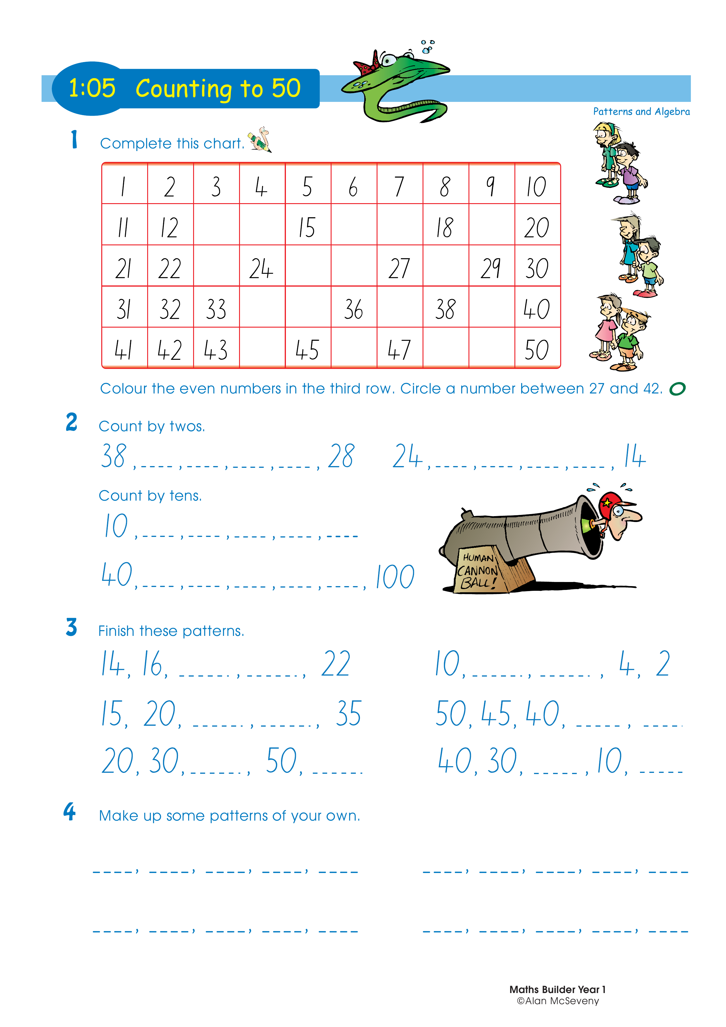 Counting to 50 — worksheet preview