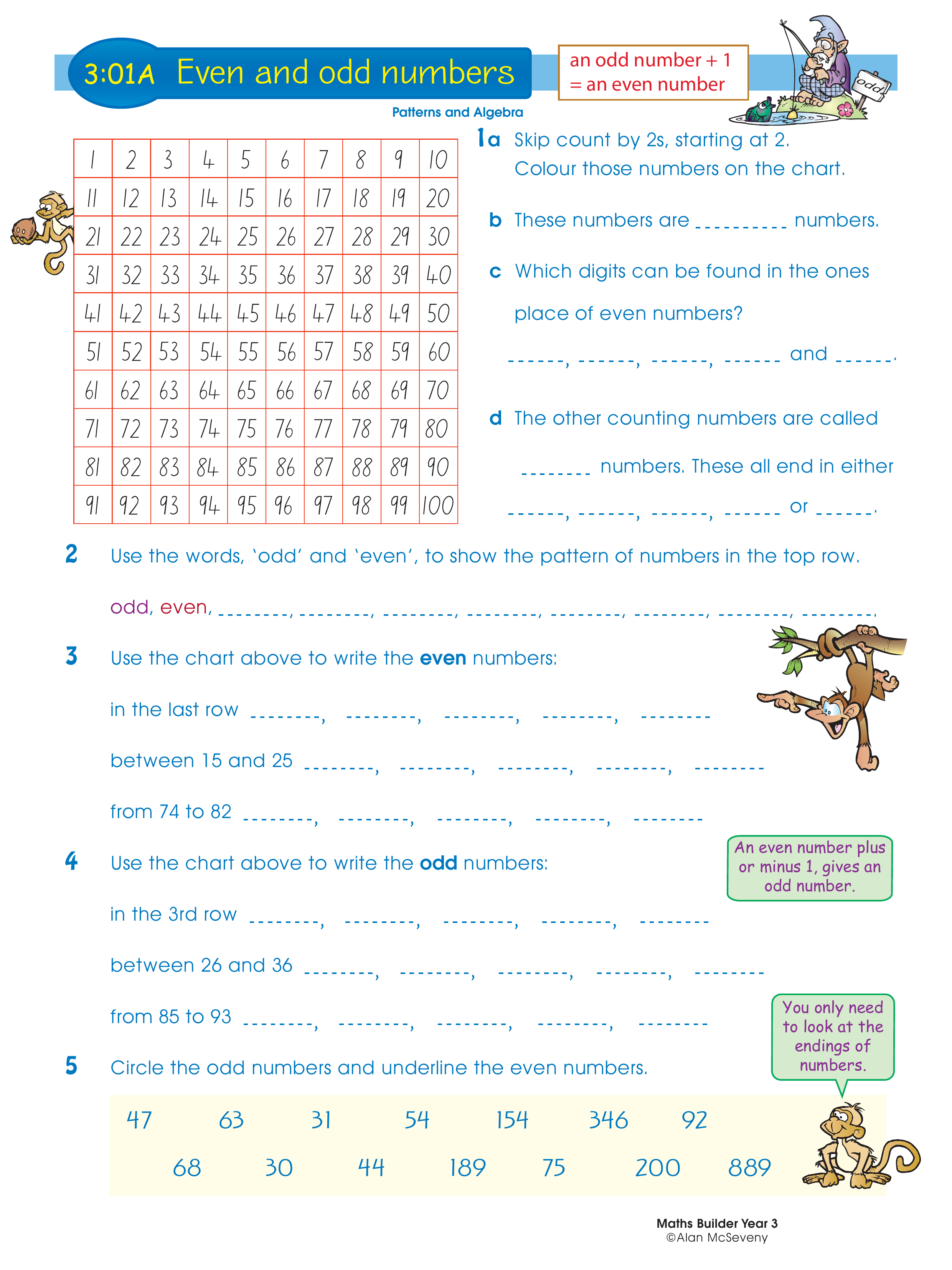 Even and odd numbers — worksheet preview